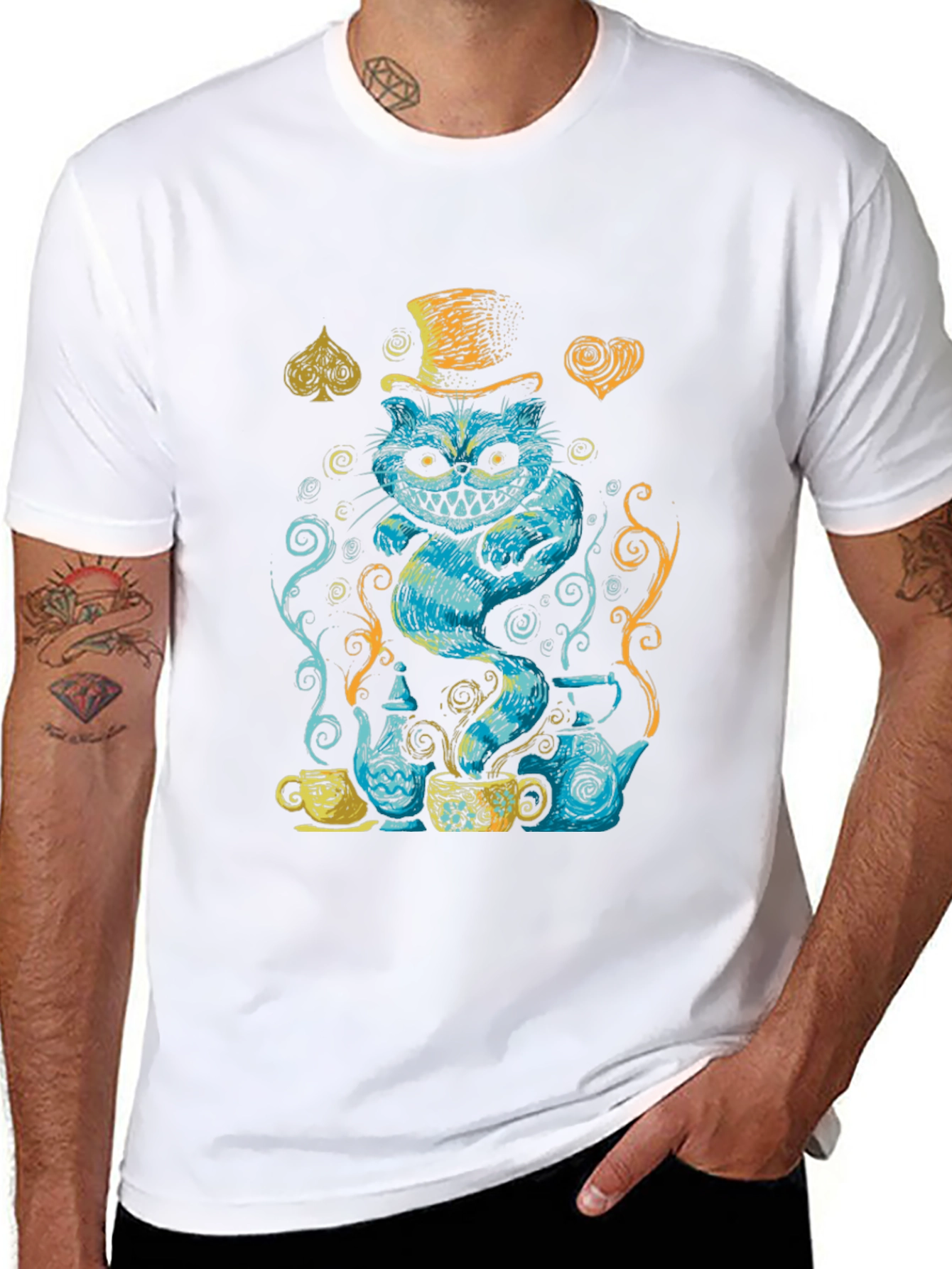 Camiseta Gato Cheshire Sombrerero Loco