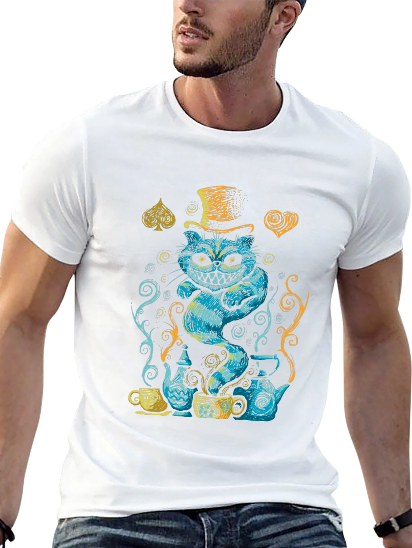Camiseta Gato Cheshire Sombrerero Loco