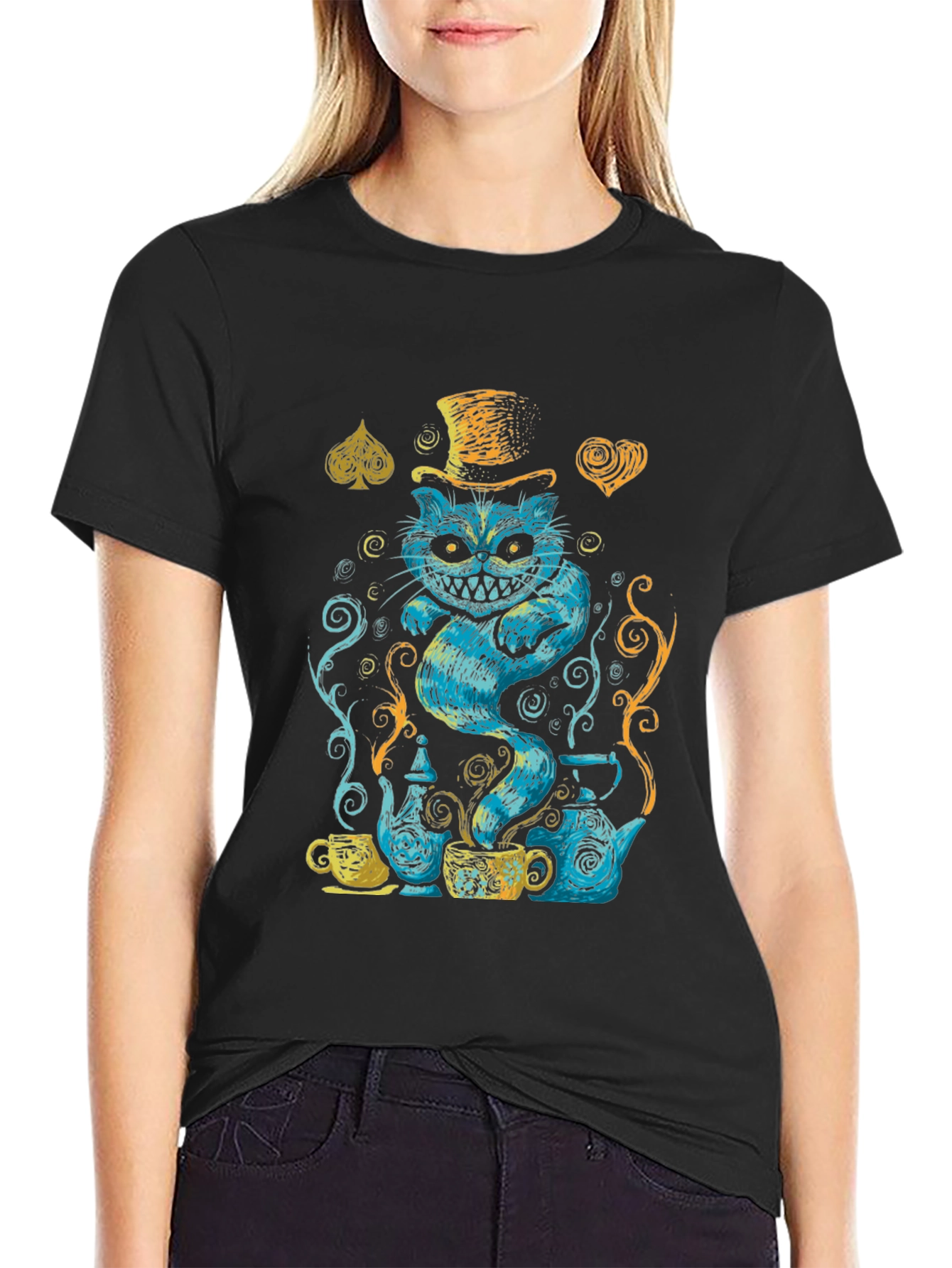 Camiseta Gato Cheshire Sombrerero Loco