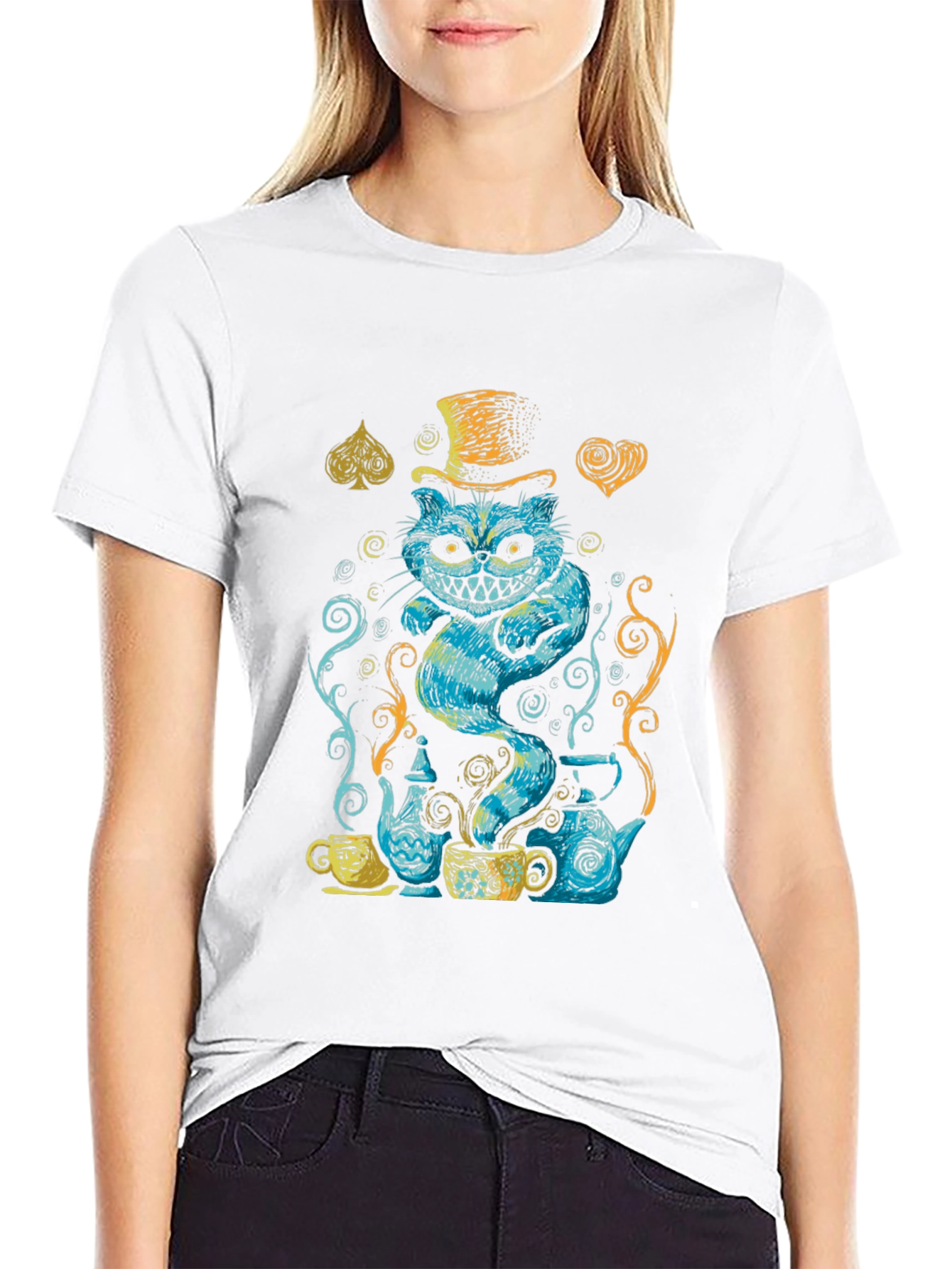 Camiseta Gato Cheshire Sombrerero Loco