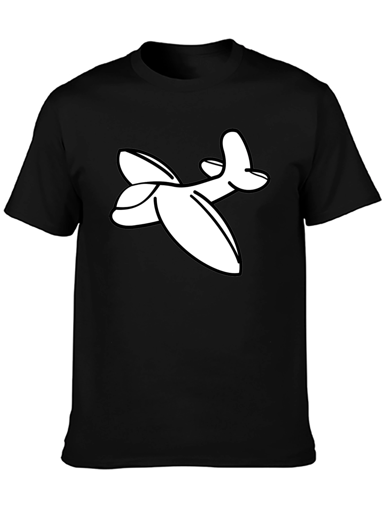 Camiseta Negra con Estampado de Avión Blanco