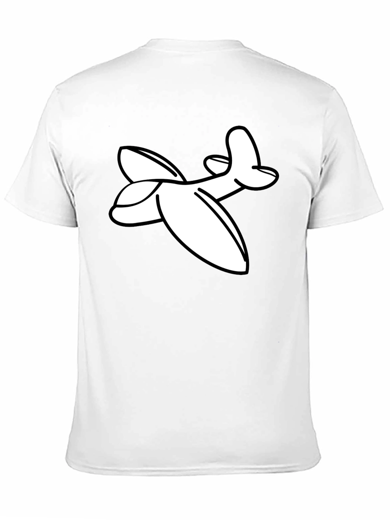 Camiseta Negra con Estampado de Avión Blanco