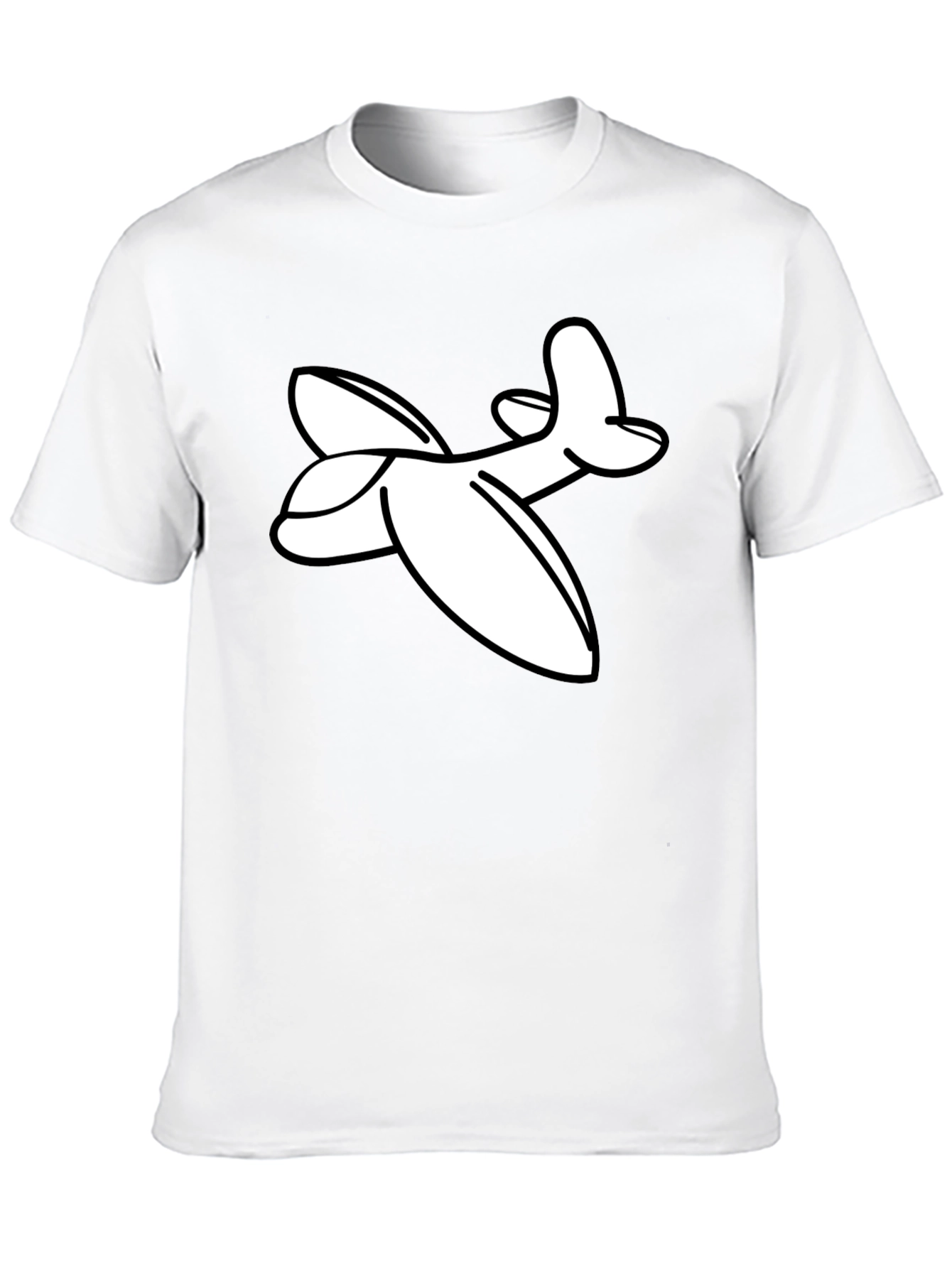 Camiseta Negra con Estampado de Avión Blanco