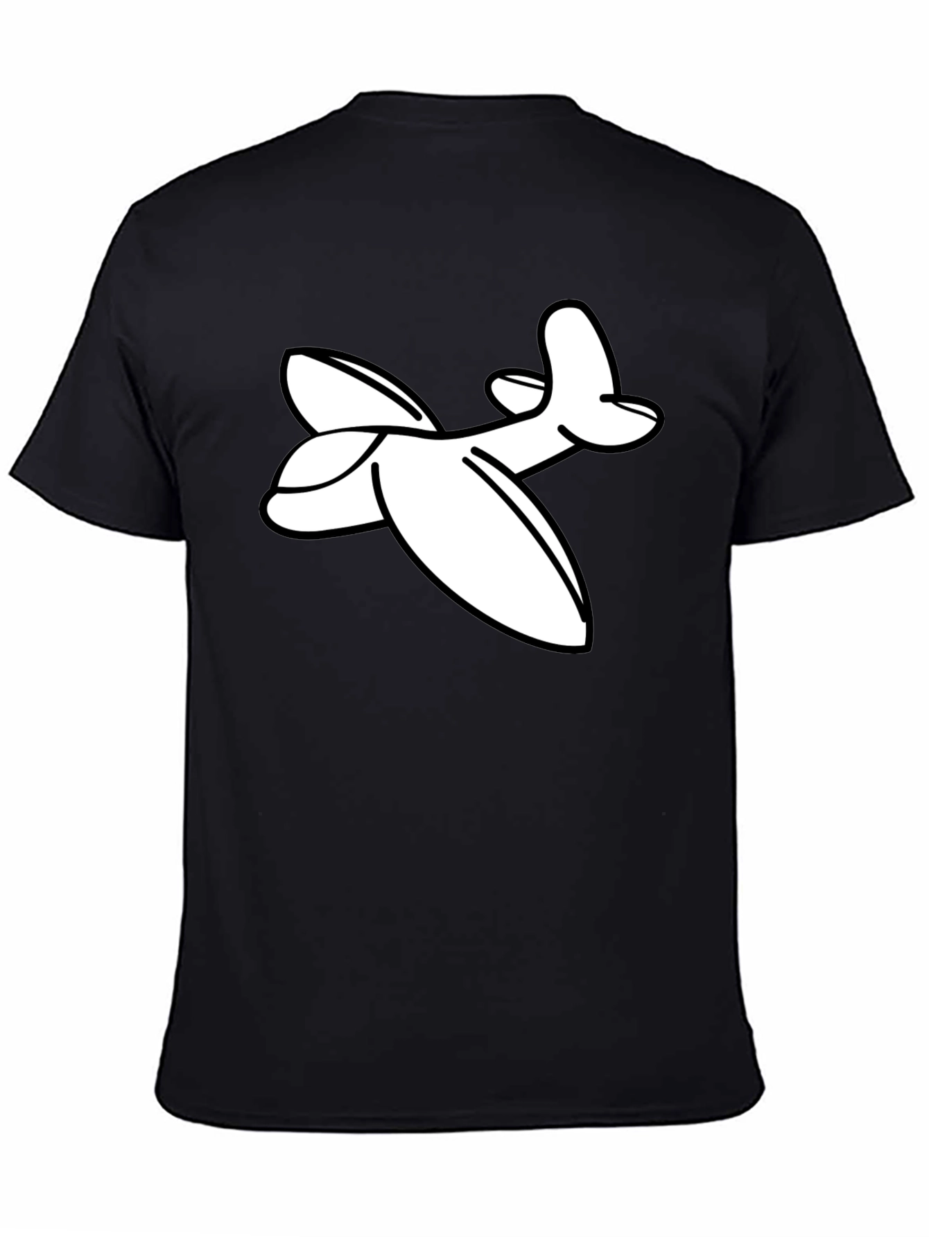Camiseta Negra con Estampado de Avión Blanco