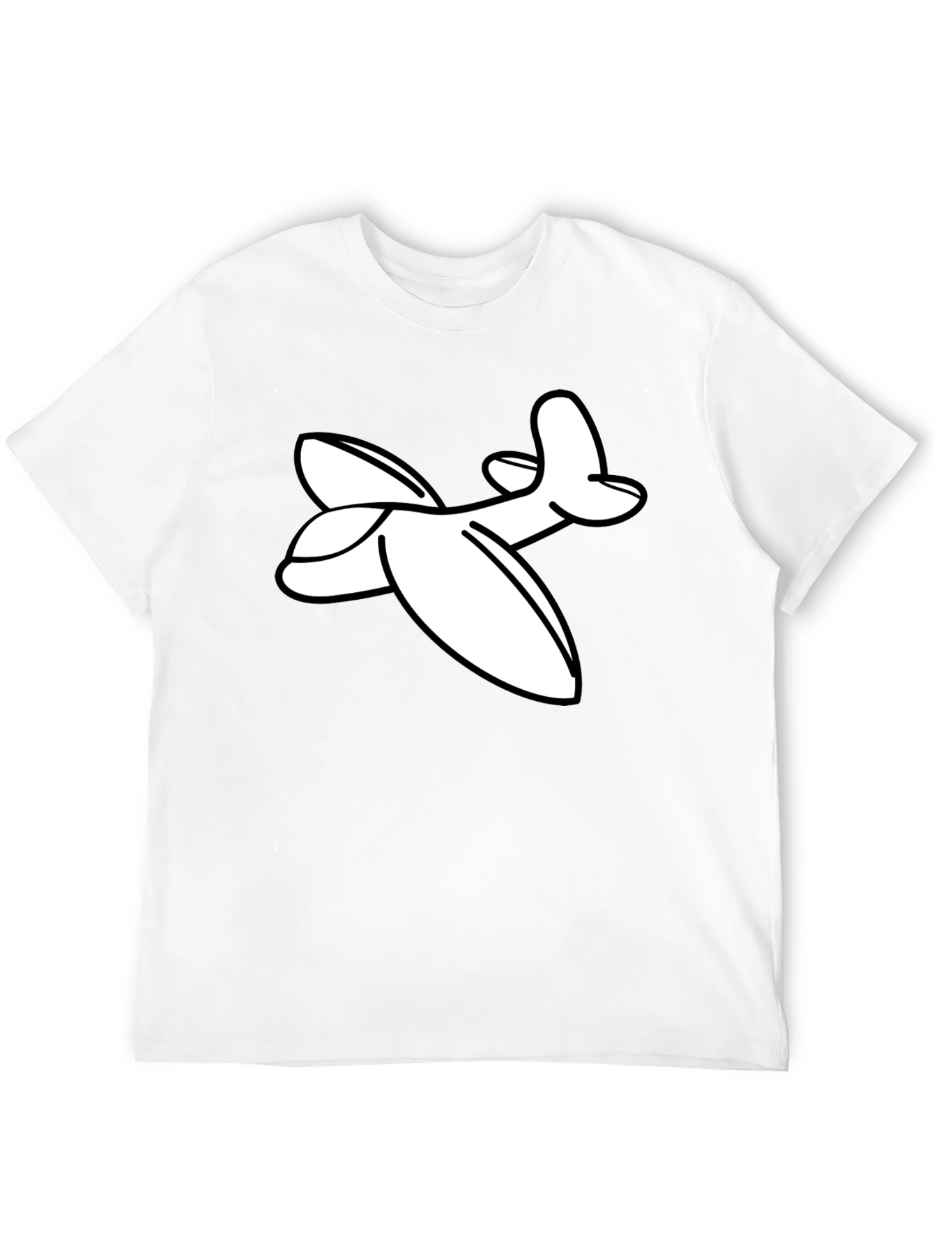 Camiseta Negra con Estampado de Avión Blanco