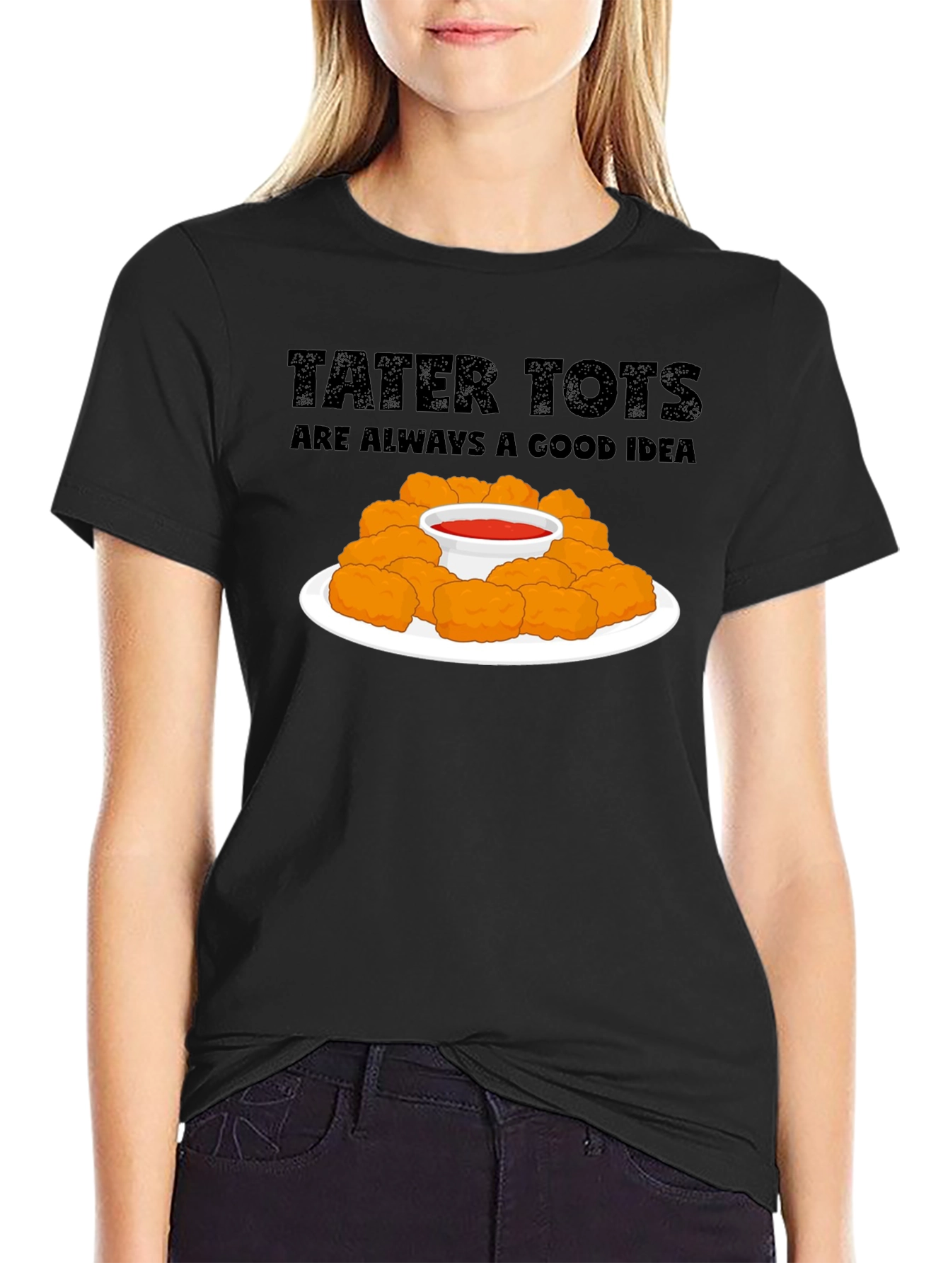Camiseta Negra Tater Tots: ¡Siempre Una Buena Idea!