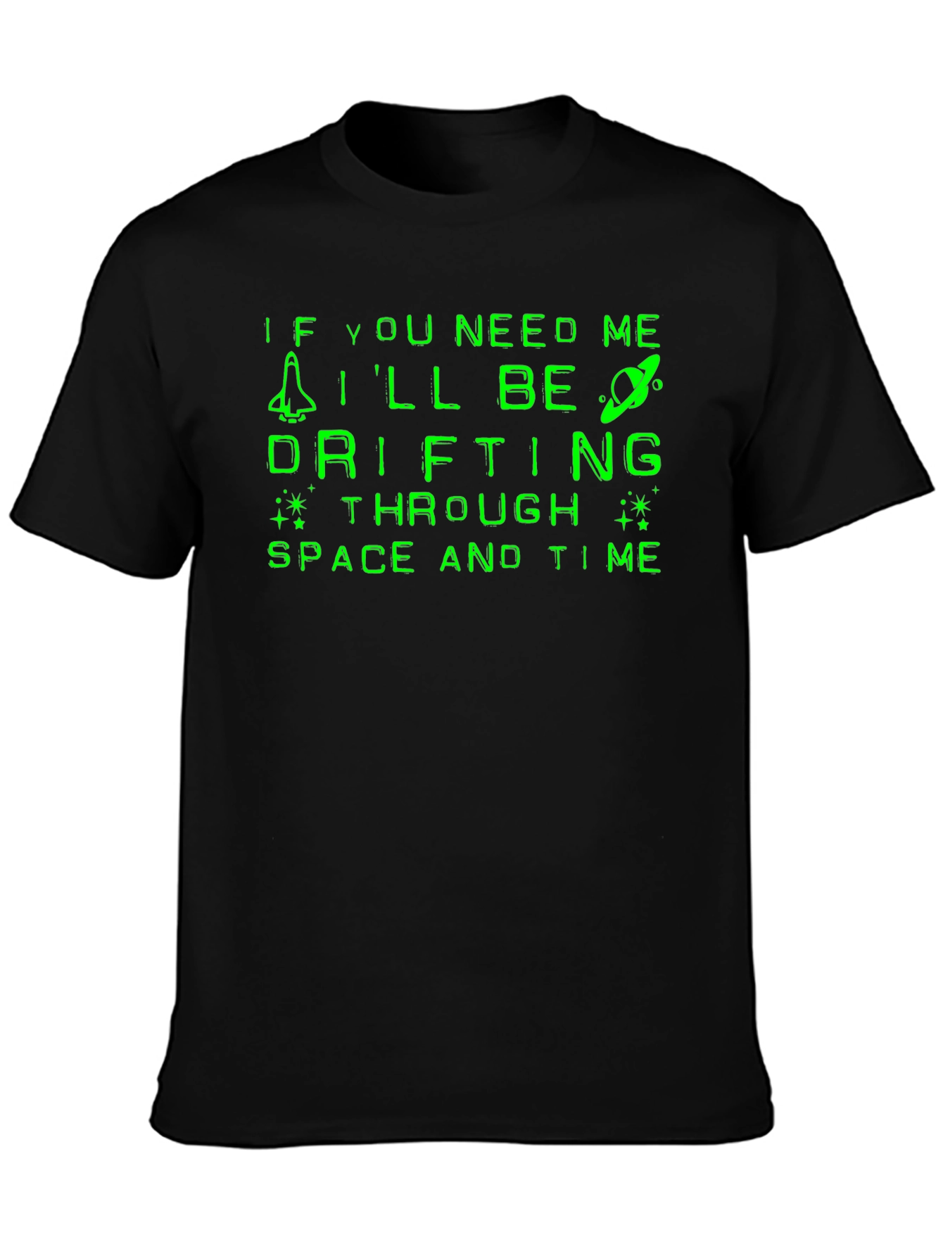 Camiseta Negra Espacial: Drifting Through Space and Time