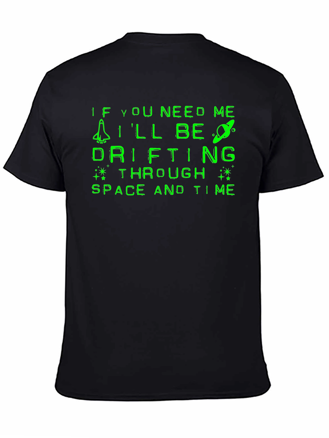 Camiseta Negra Espacial: Drifting Through Space and Time
