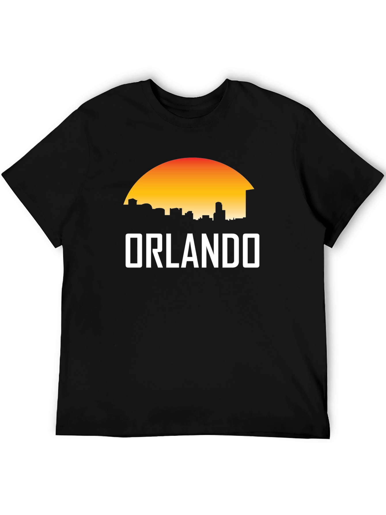 Camiseta Negra Orlando Skyline Sunset