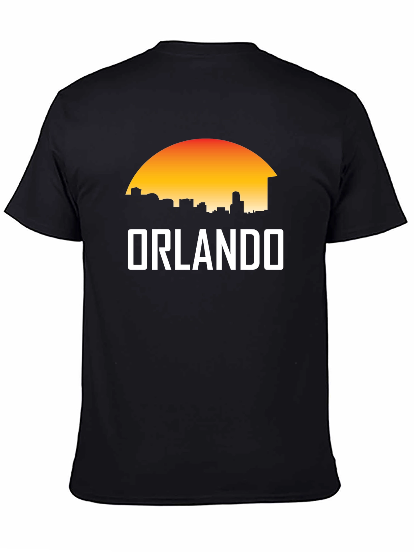 Camiseta Negra Orlando Skyline Sunset