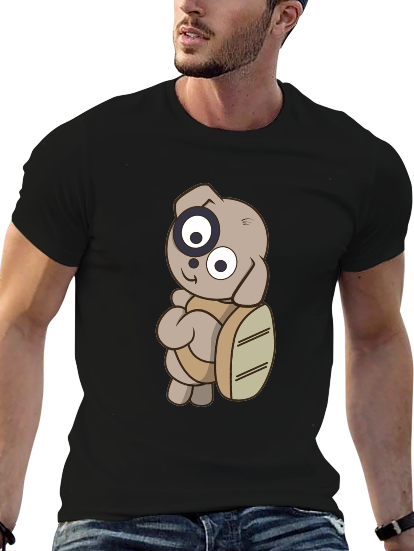 Camiseta Negra con Diseño de Personaje Animado