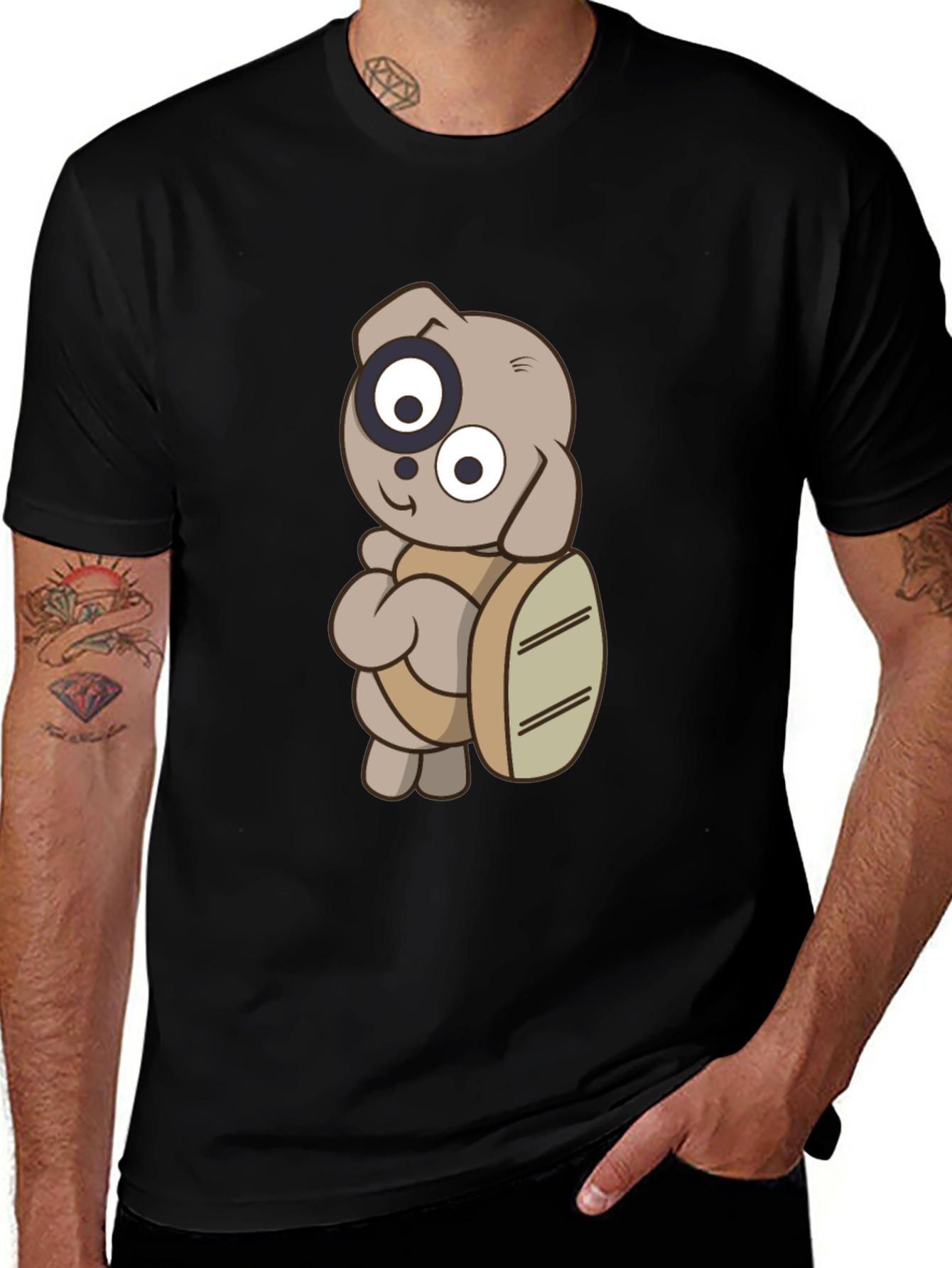 Camiseta Negra con Diseño de Personaje Animado