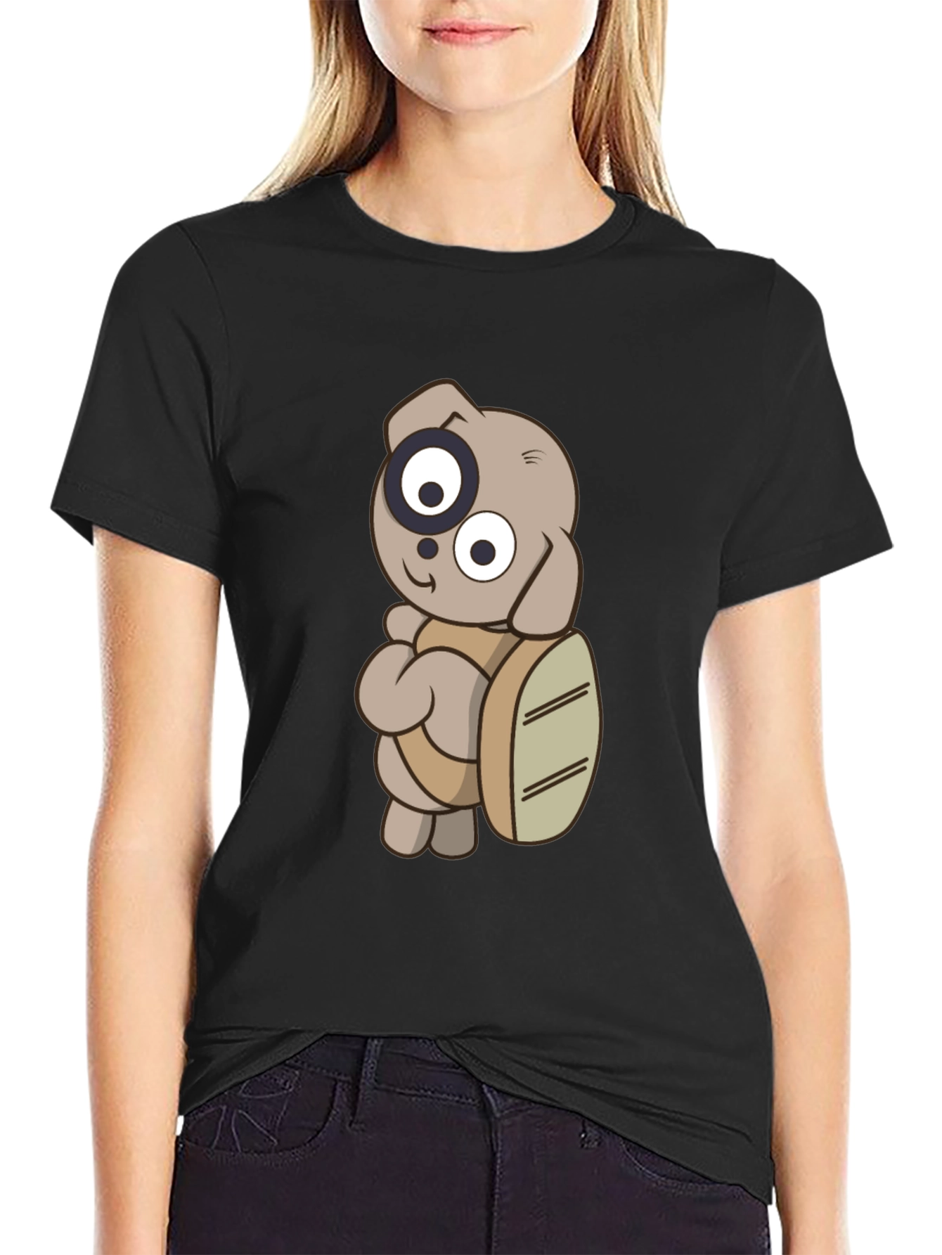 Camiseta Negra con Diseño de Personaje Animado
