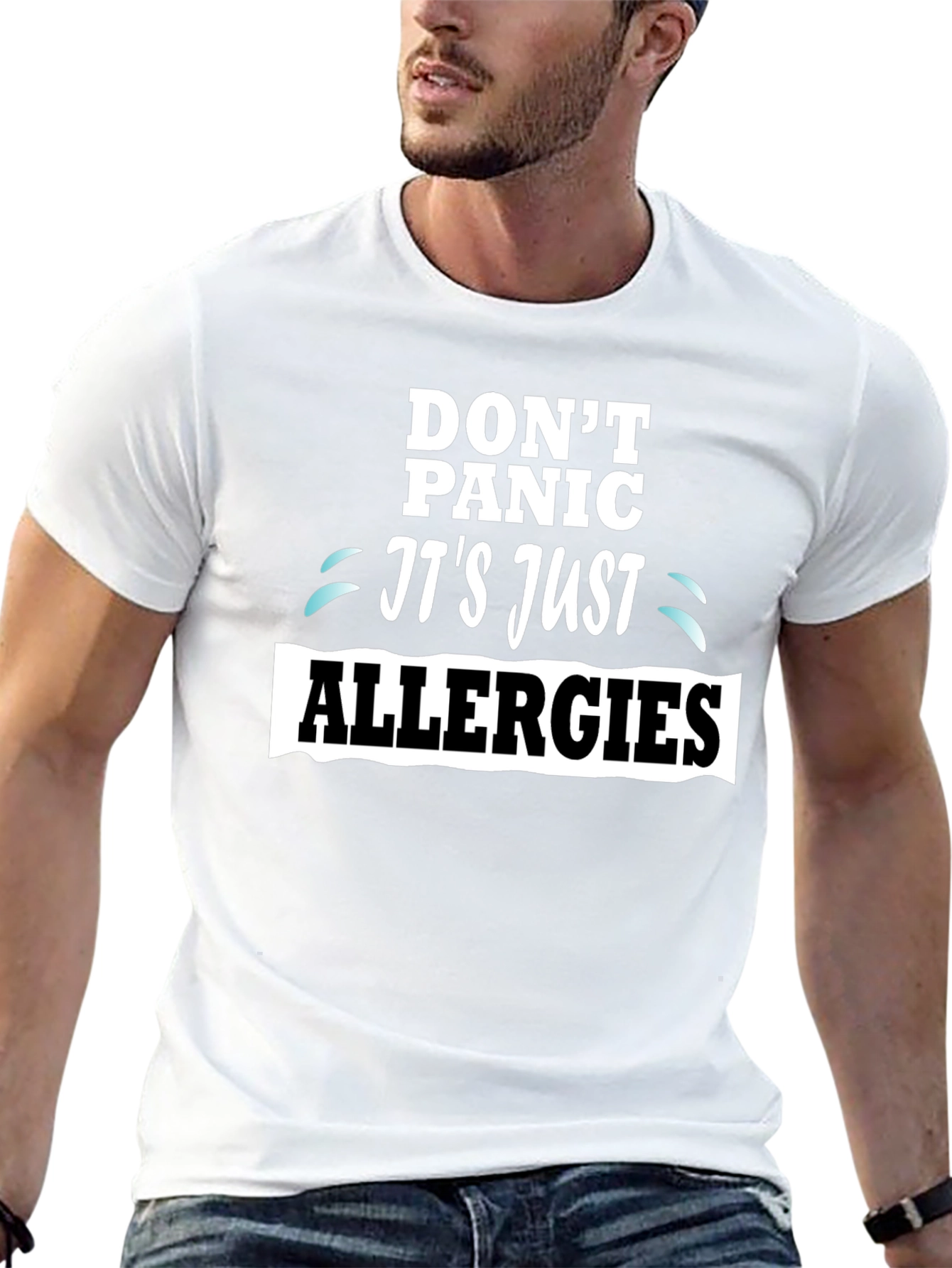 Camiseta Negra Dont Panic Its Just Allergies