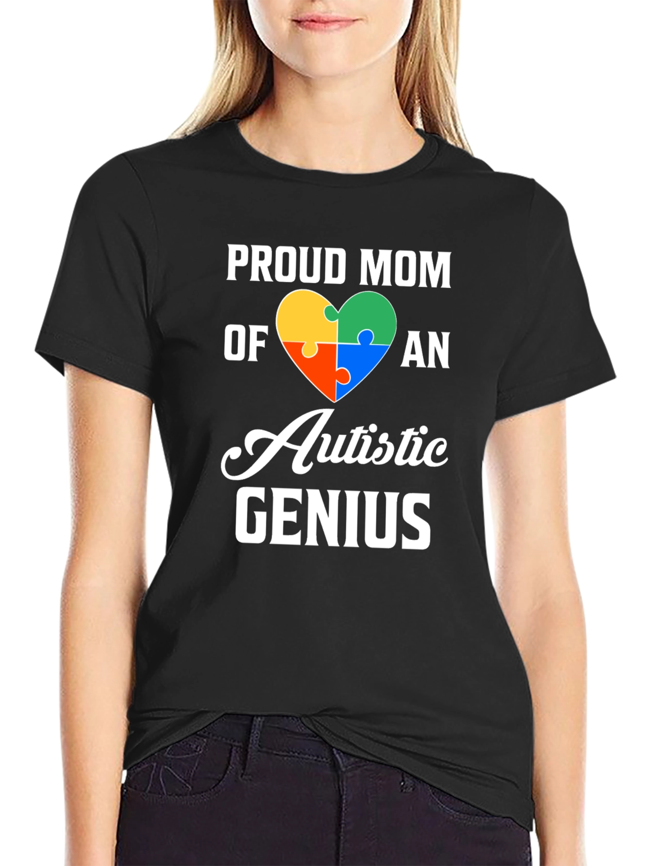 Camiseta Negra: Orgullosa Mamá de un Genio Autista