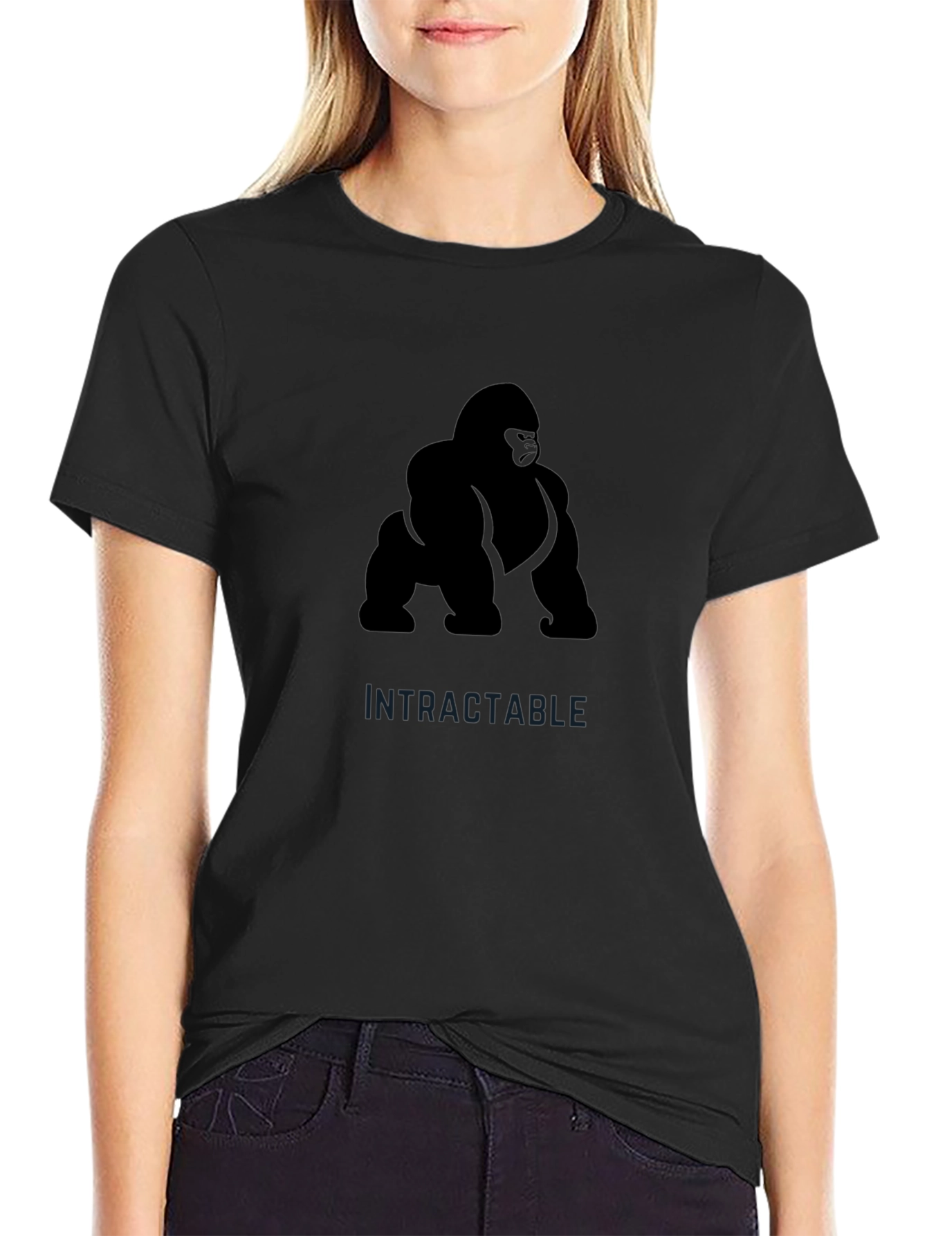 Camiseta Negra Hombre: Diseño Gorila Intractable