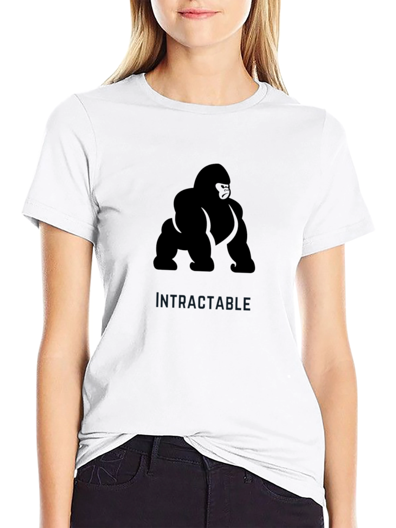 Camiseta Negra Hombre: Diseño Gorila Intractable