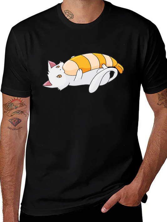 Camiseta Negra con Diseño de Gato y Camarón
