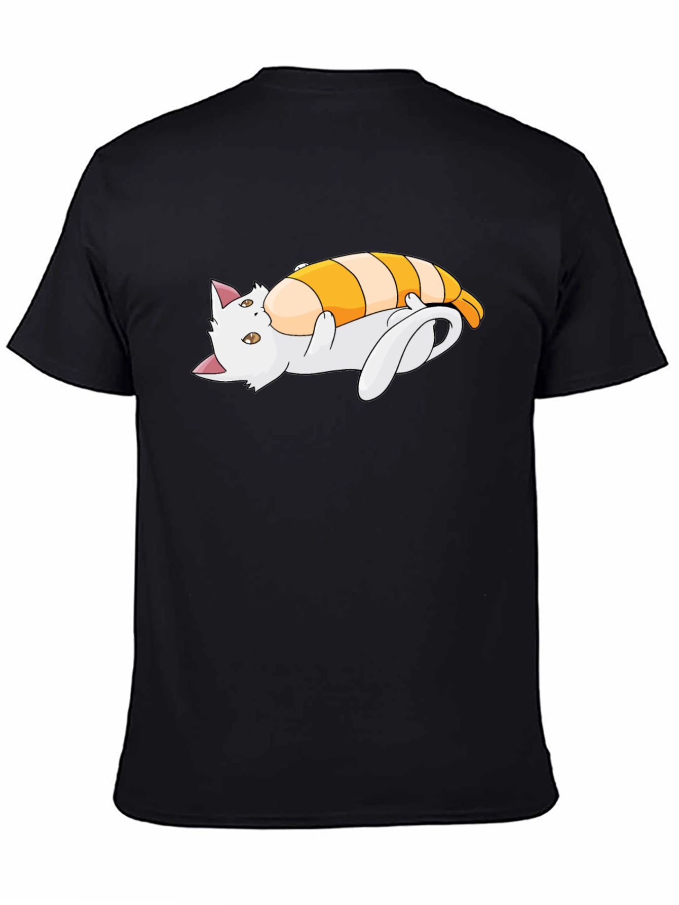Camiseta Negra con Diseño de Gato y Camarón