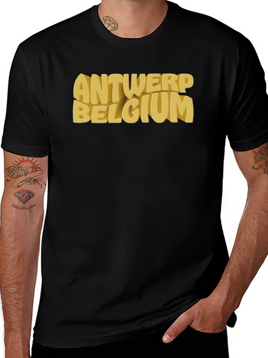 Camiseta Negra Antwerp Belgium Urbana