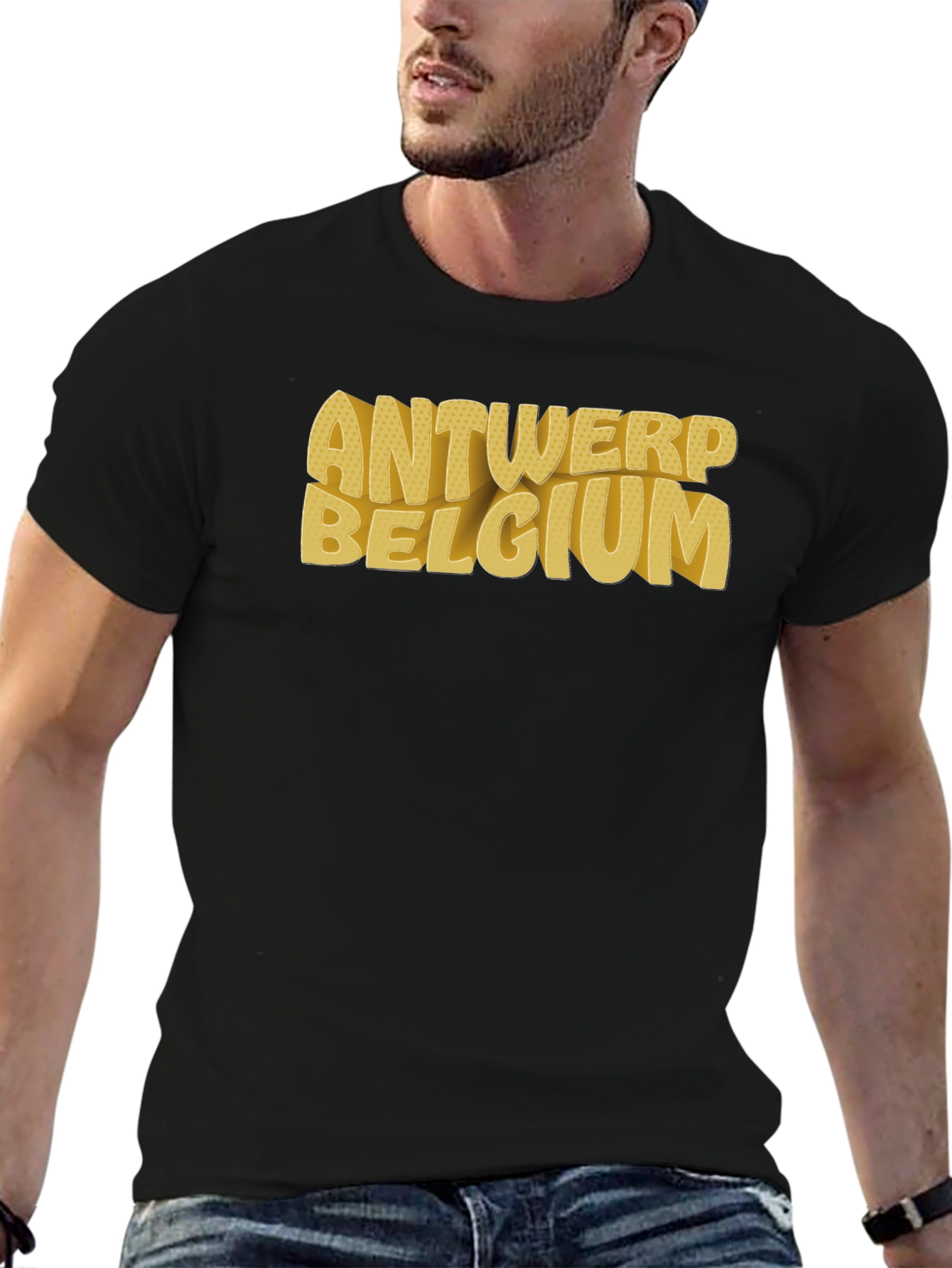 Camiseta Negra Antwerp Belgium Urbana
