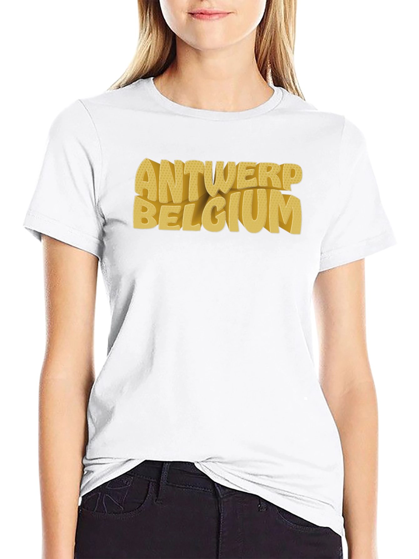 Camiseta Negra Antwerp Belgium Urbana