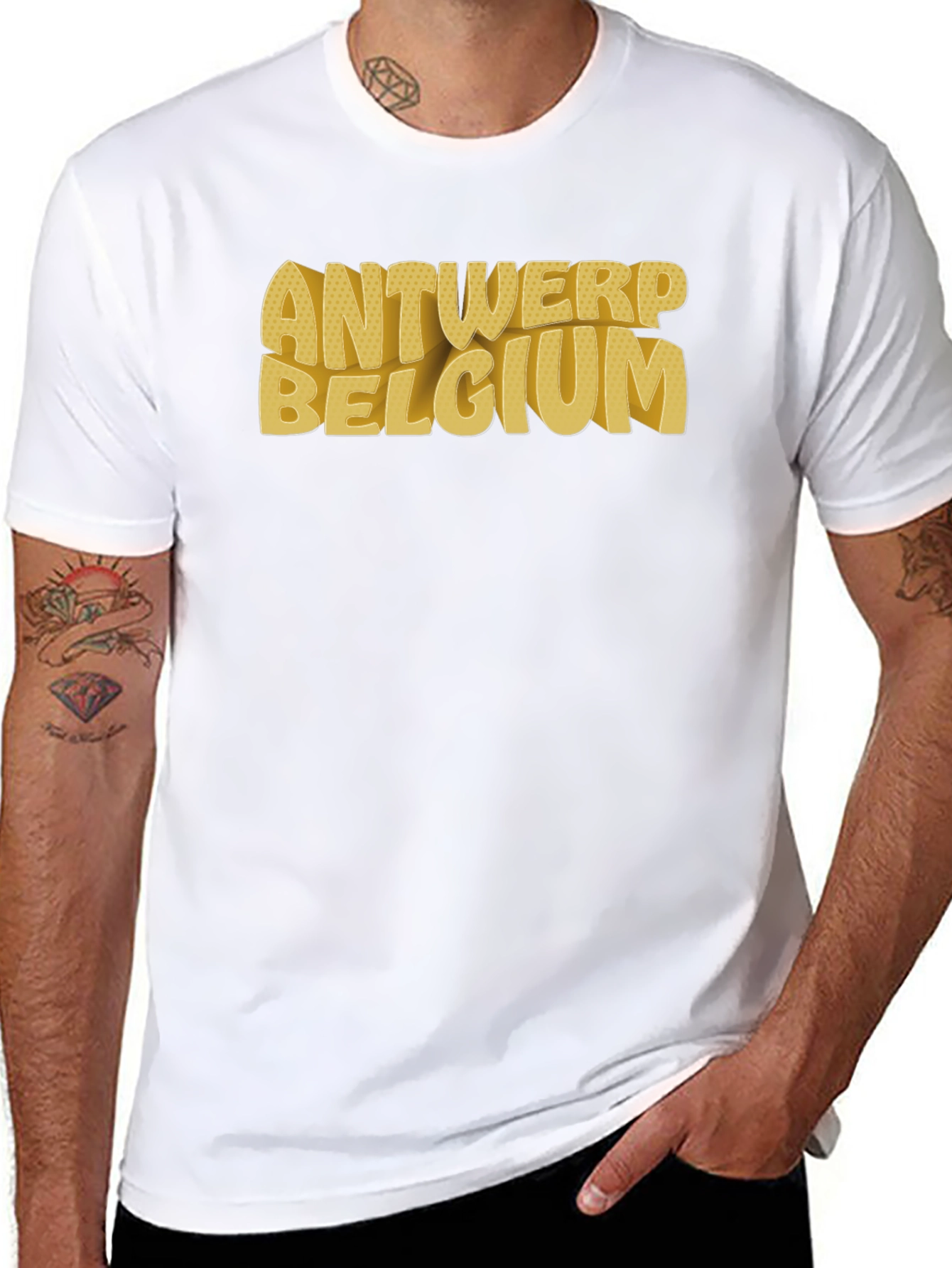 Camiseta Negra Antwerp Belgium Urbana