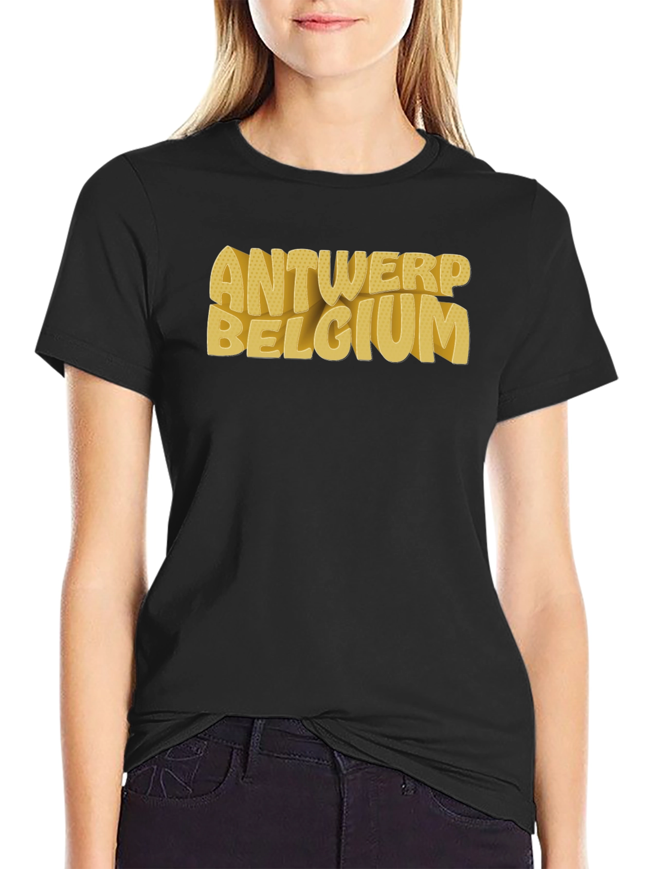 Camiseta Negra Antwerp Belgium Urbana