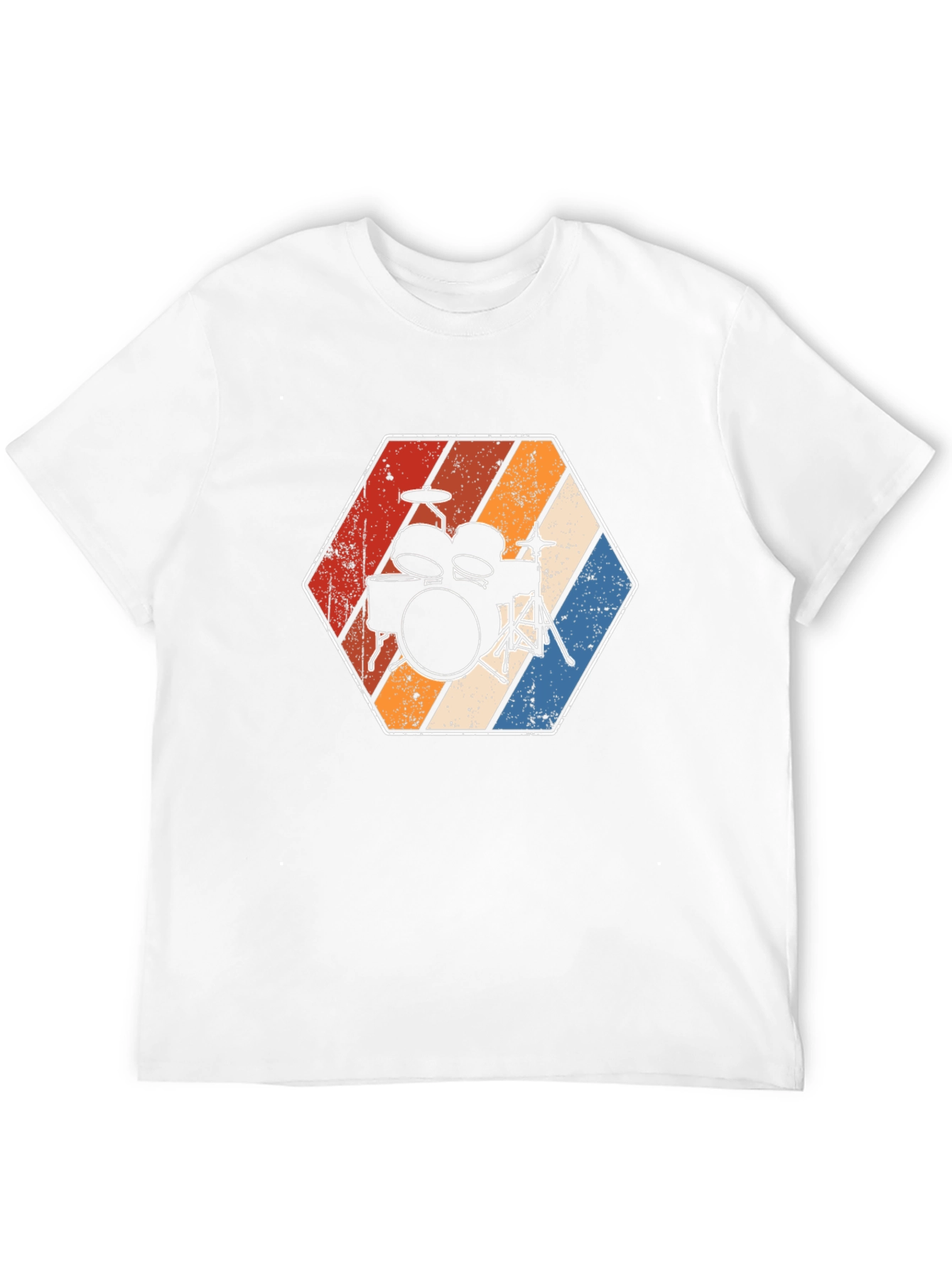 Camiseta Negra con Diseño de Batería Retro
