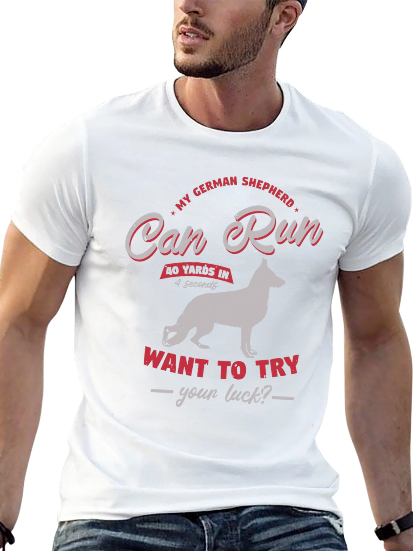 Camiseta Hombre Diseño German Shepherd Can Run