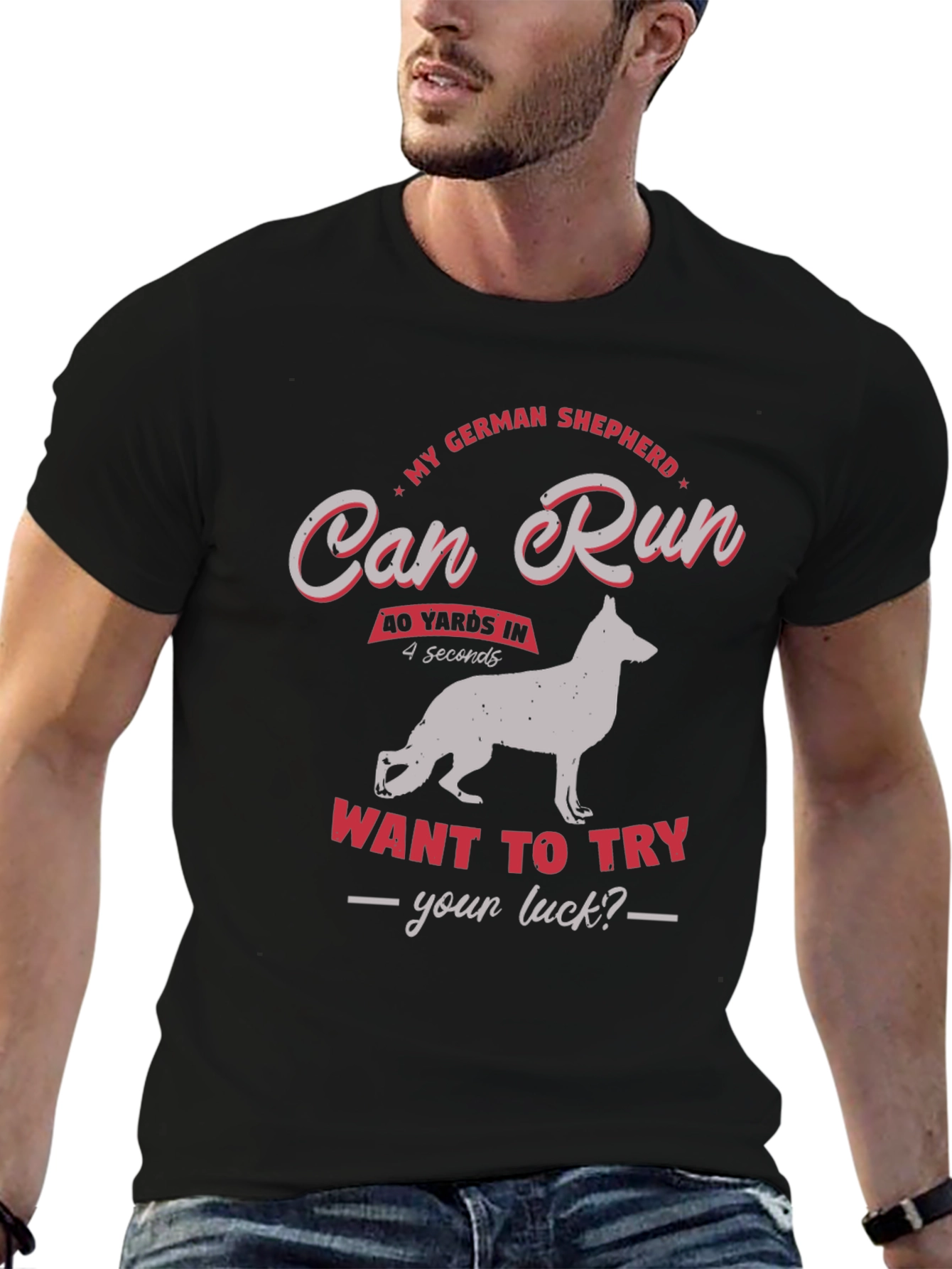 Camiseta Hombre Diseño German Shepherd Can Run