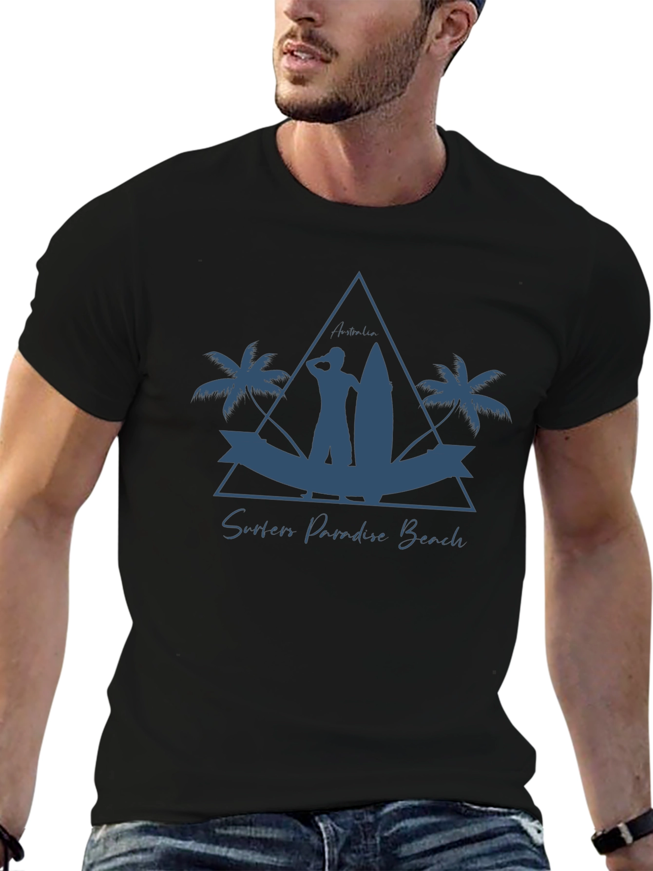 Camiseta Hombre Negra Surfers Paradise