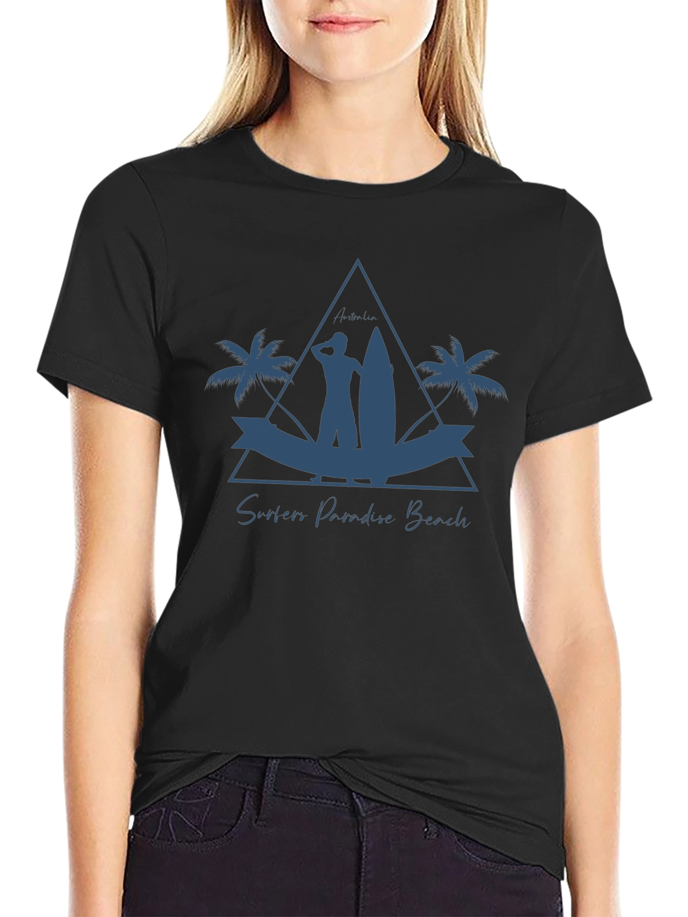 Camiseta Hombre Negra Surfers Paradise
