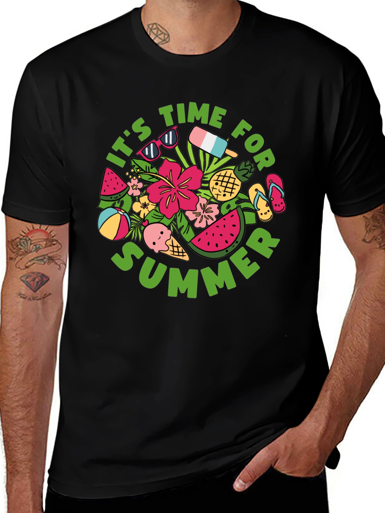 Camiseta Negra Estampada Verano