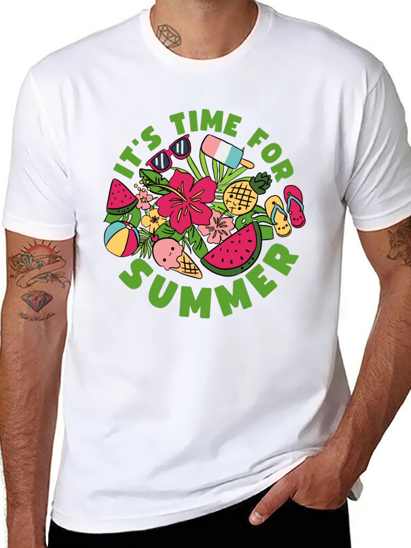 Camiseta Negra Estampada Verano