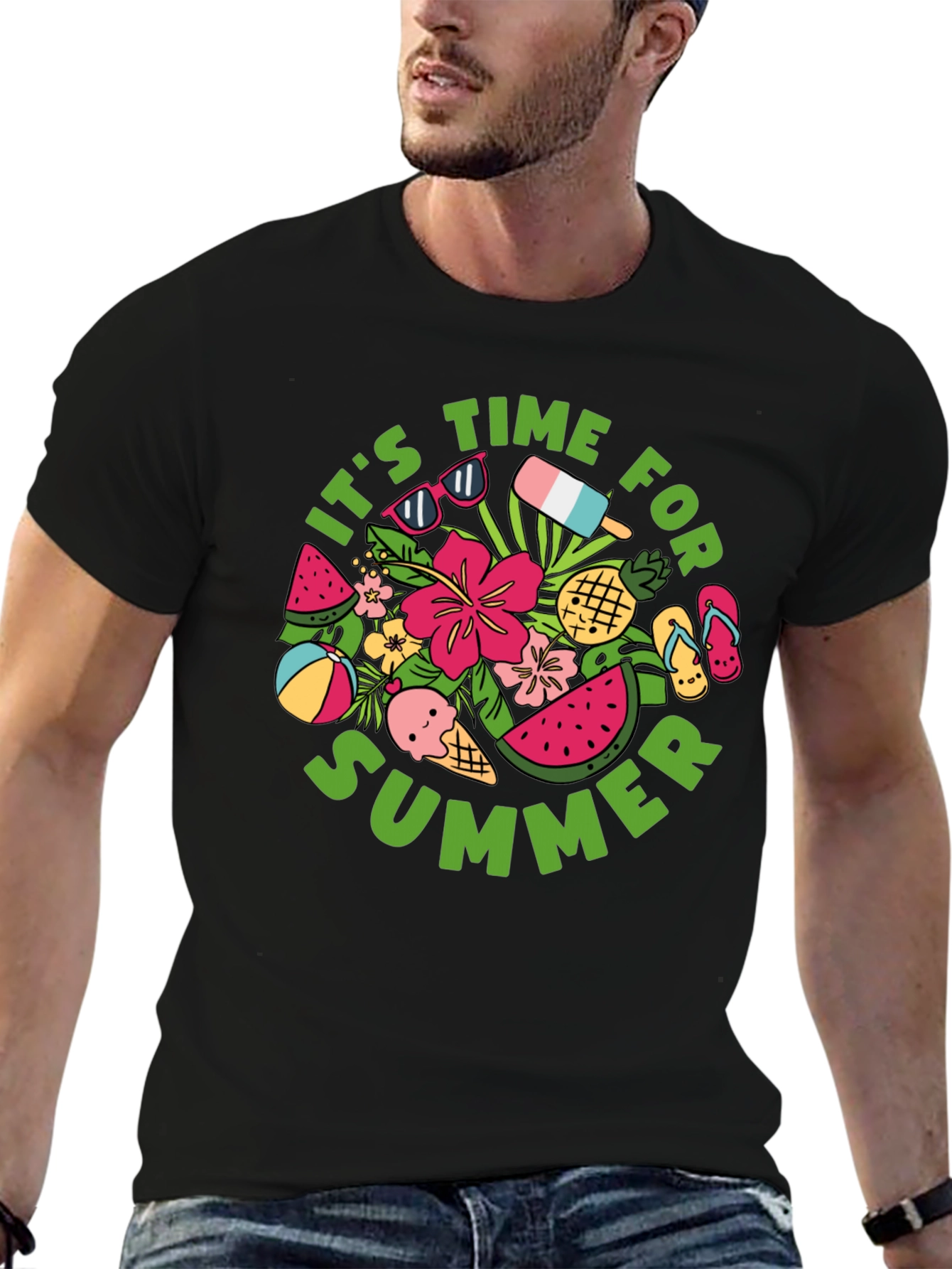 Camiseta Negra Estampada Verano