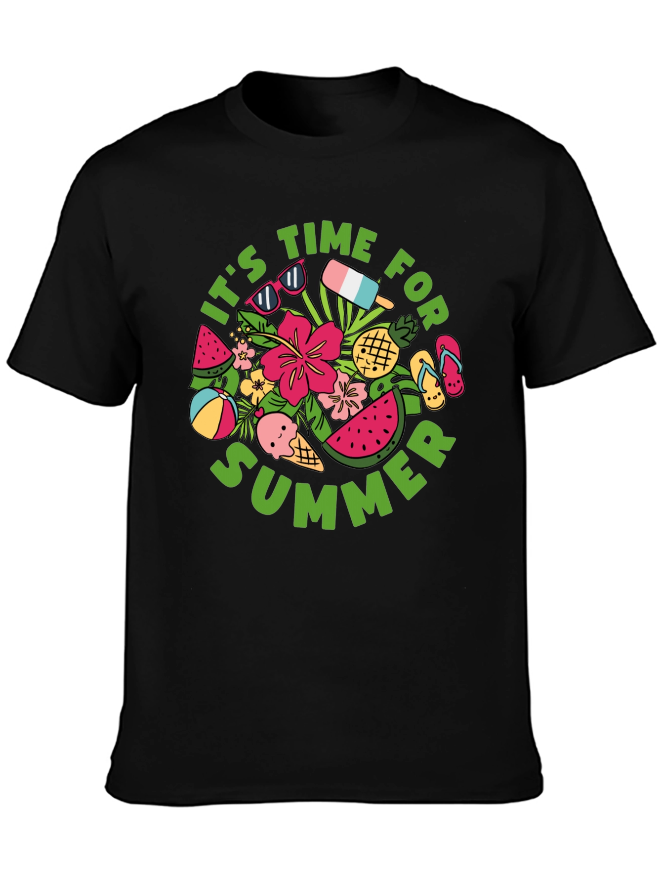 Camiseta Negra Estampada Verano