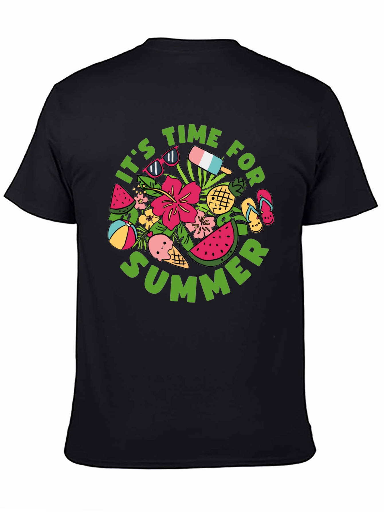 Camiseta Negra Estampada Verano