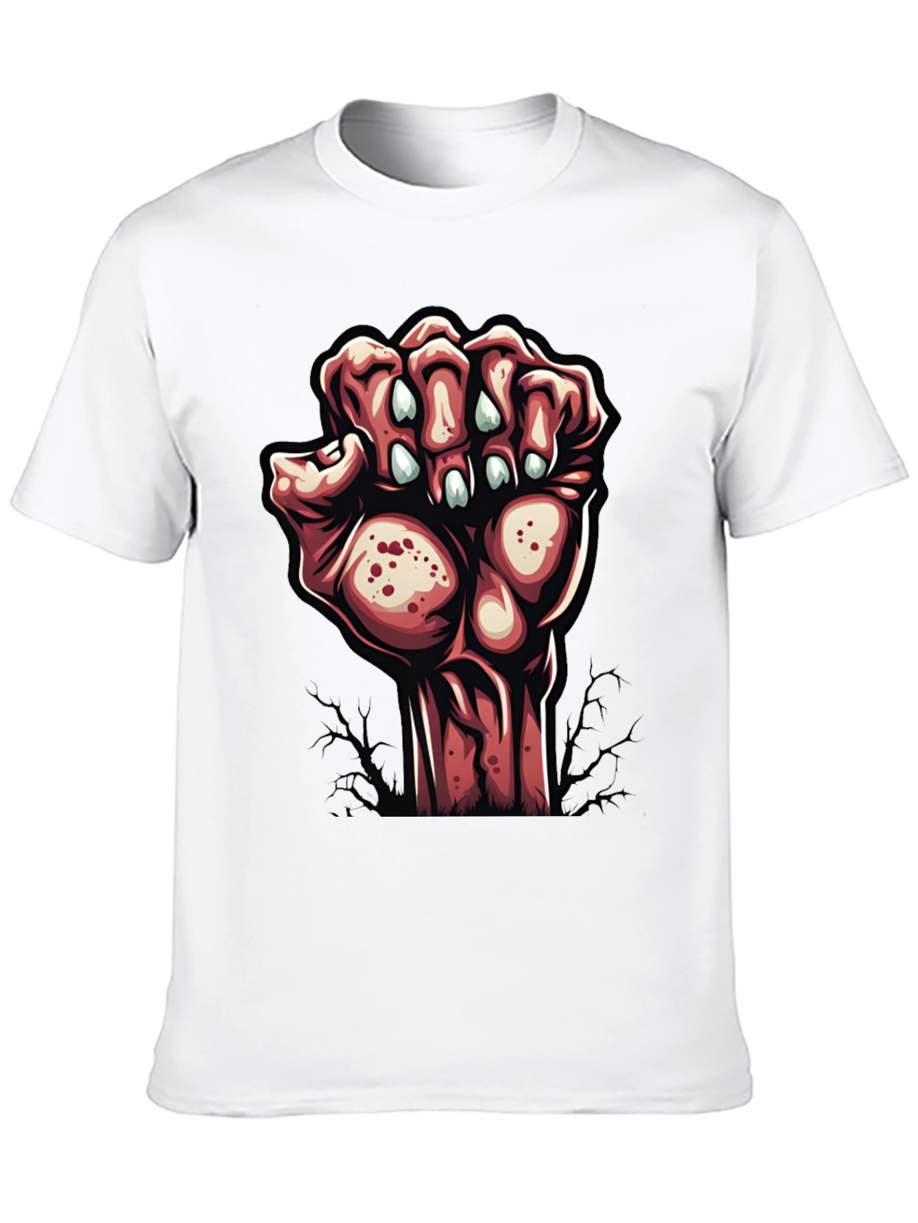 Camiseta Negra con Diseño de Mano Zombie