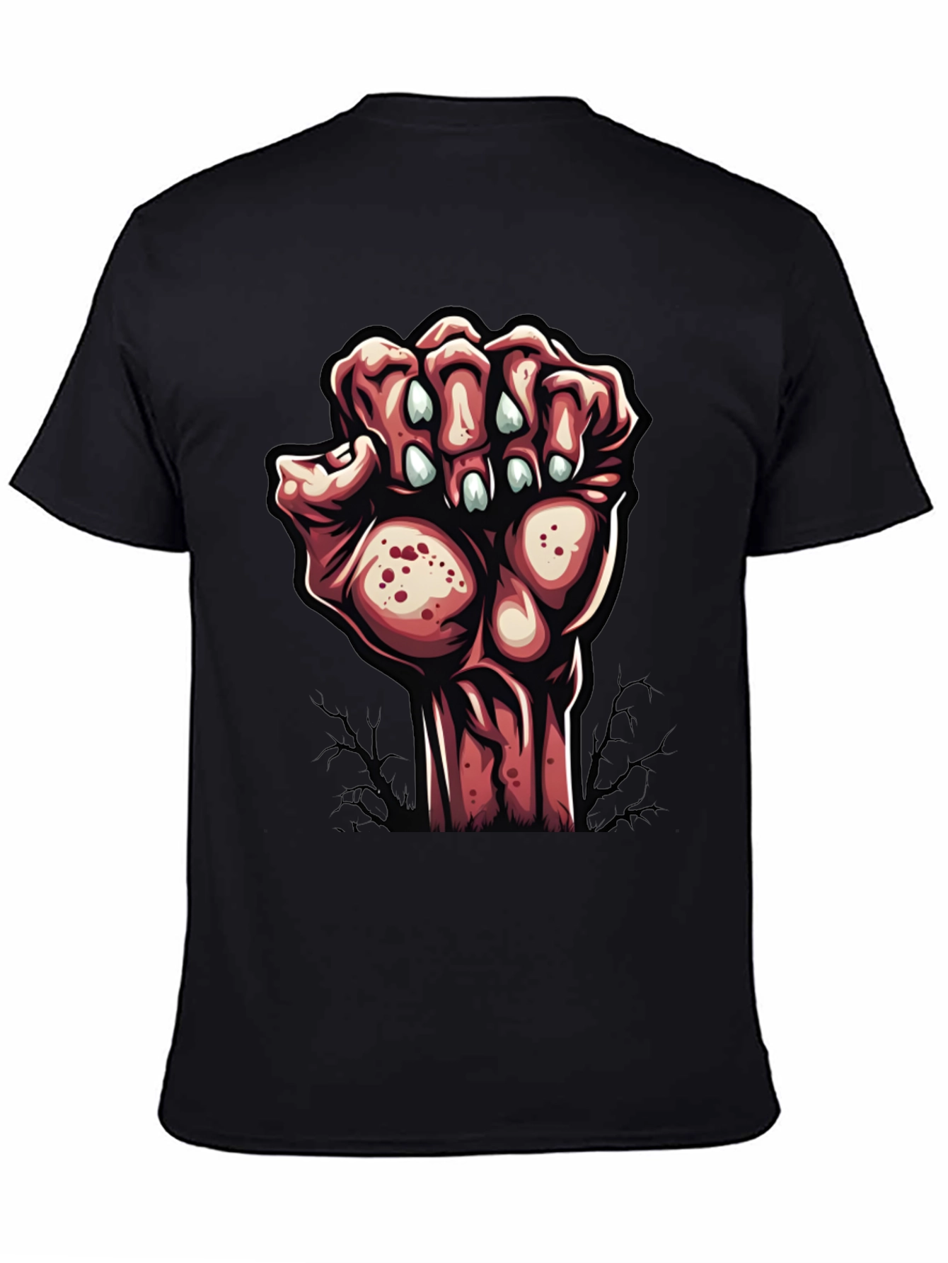 Camiseta Negra con Diseño de Mano Zombie