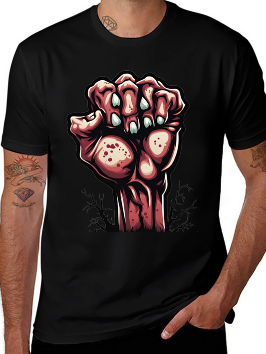 Camiseta Negra con Diseño de Mano Zombie