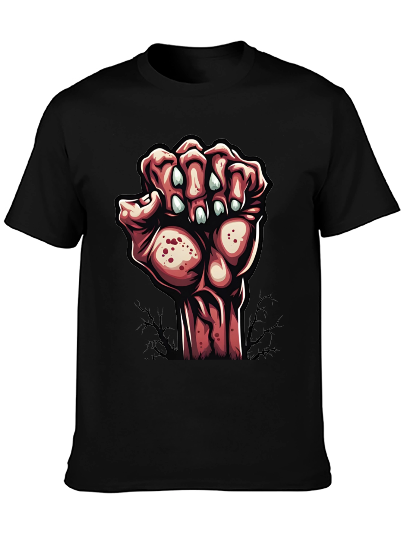 Camiseta Negra con Diseño de Mano Zombie