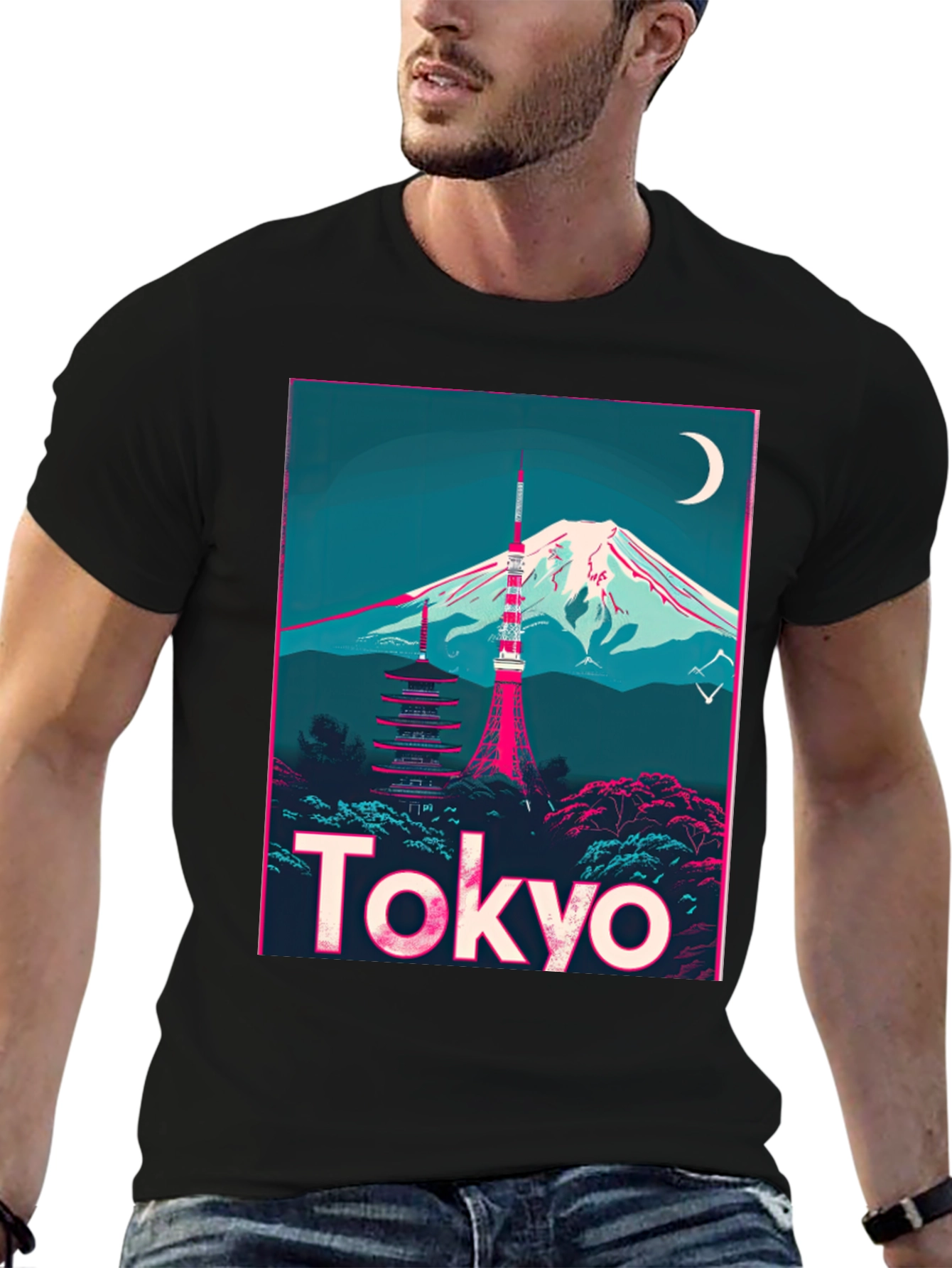 Camiseta Negra Tokio: Diseño Único