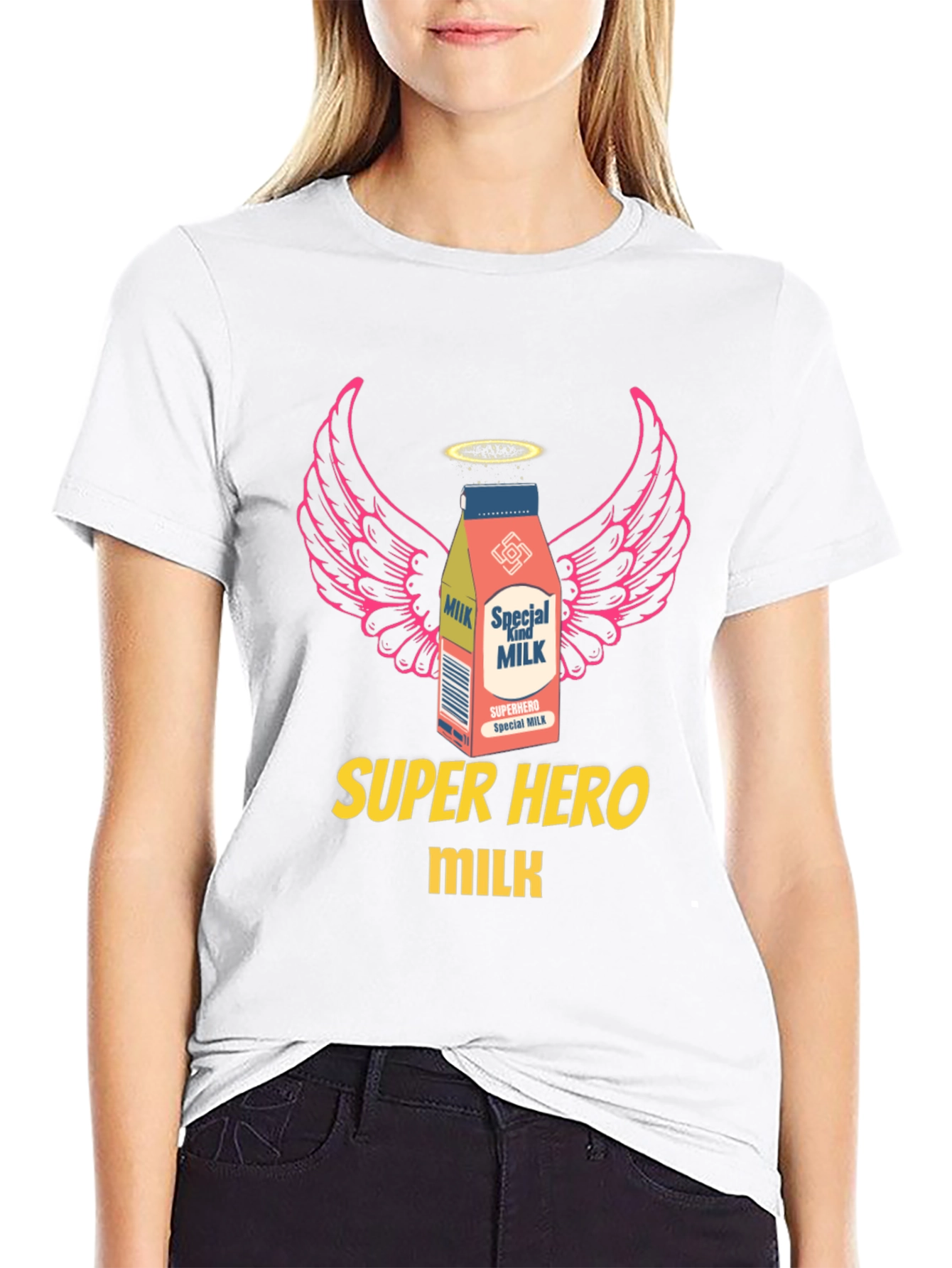 Camiseta Negra Super Hero Milk Diseño Original