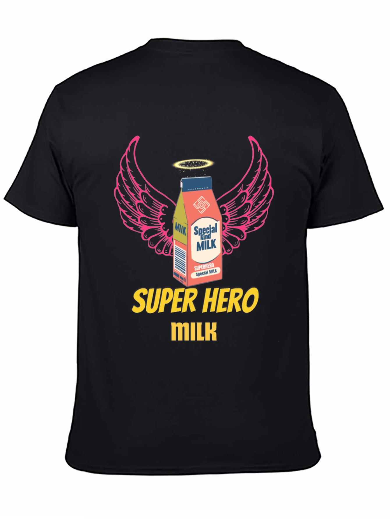 Camiseta Negra Super Hero Milk Diseño Original