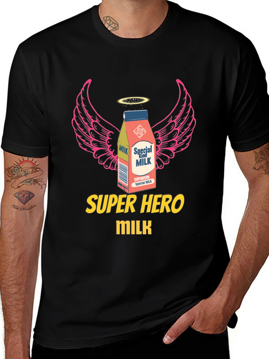 Camiseta Negra Super Hero Milk Diseño Original