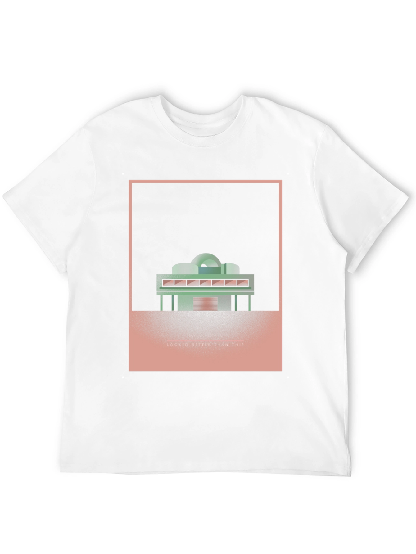 Camiseta Negra con Diseño Arquitectónico Abstracto