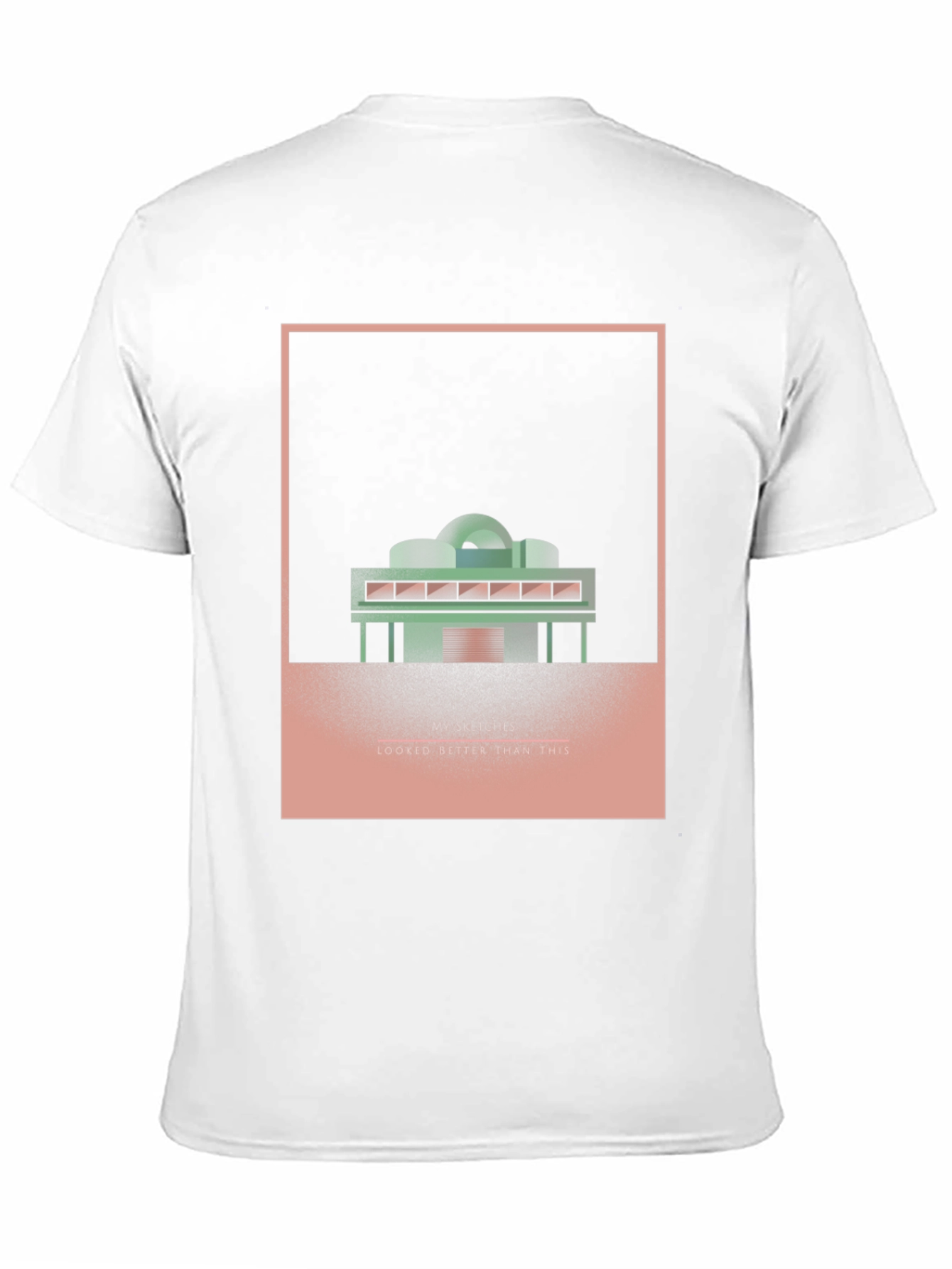 Camiseta Negra con Diseño Arquitectónico Abstracto