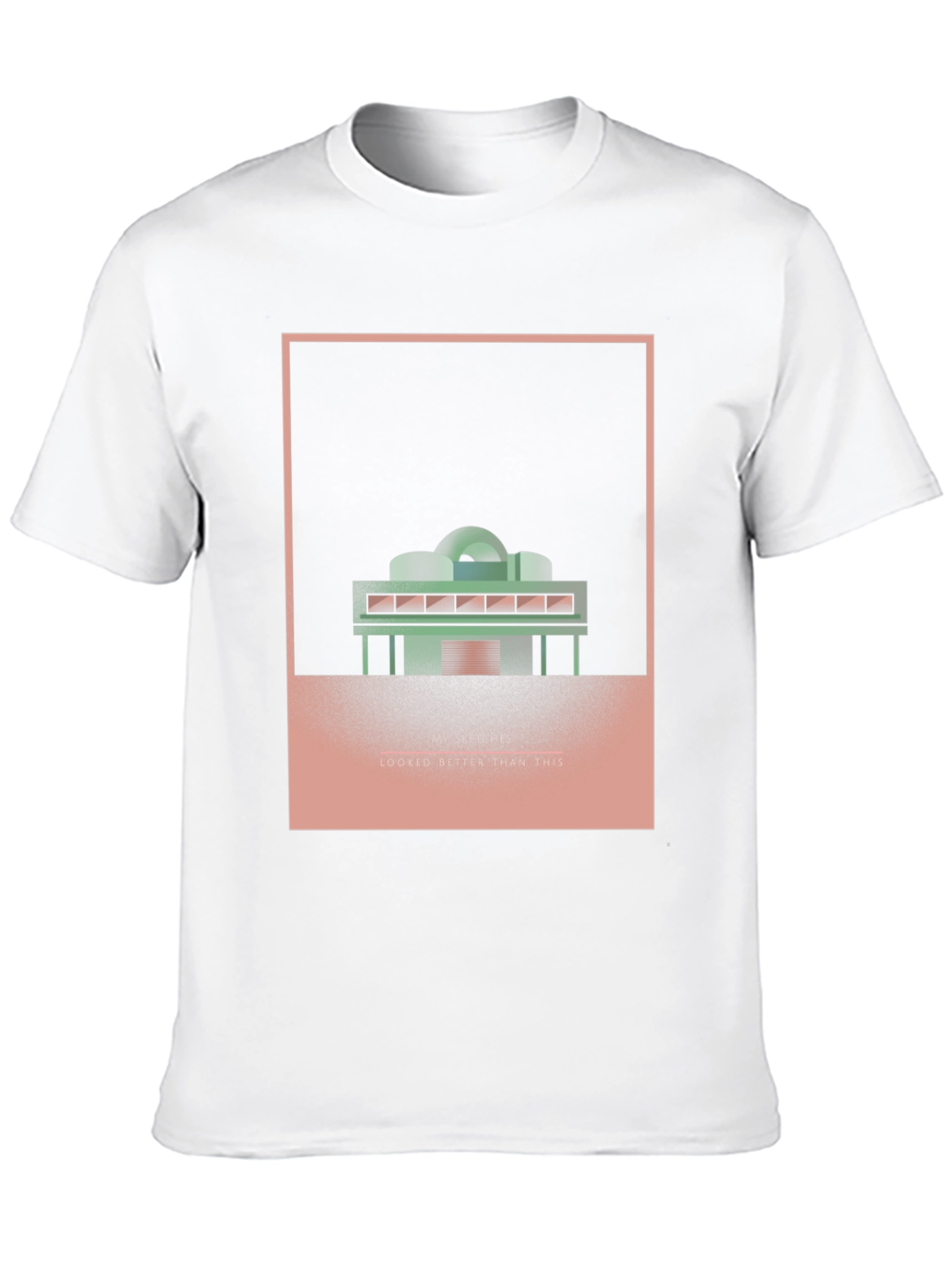 Camiseta Negra con Diseño Arquitectónico Abstracto