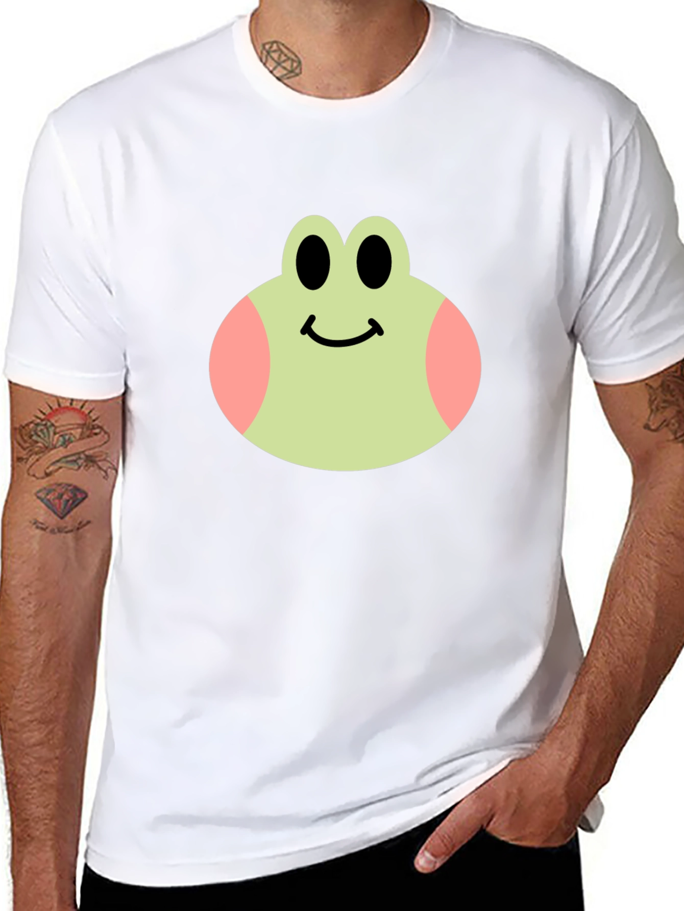 Camiseta Negra con Diseño de Rana Feliz